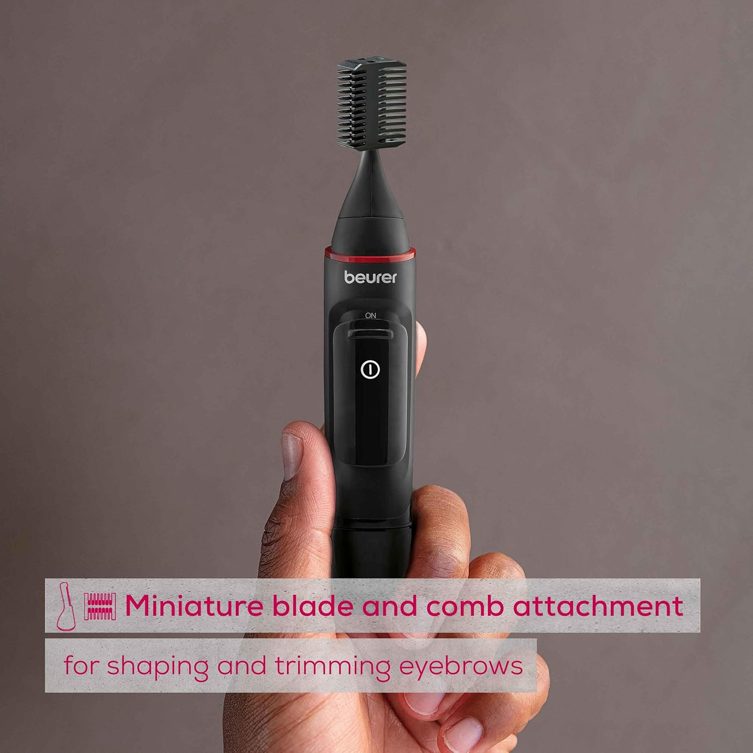 Beurer MN3X Precision Trimmer, Battery Powered Hair Trimmer, 3 High-Quality Attachments Trimmer for Shaping and Trimming Nose, Ear and Eyebrow Hair, Waterproof image number 6