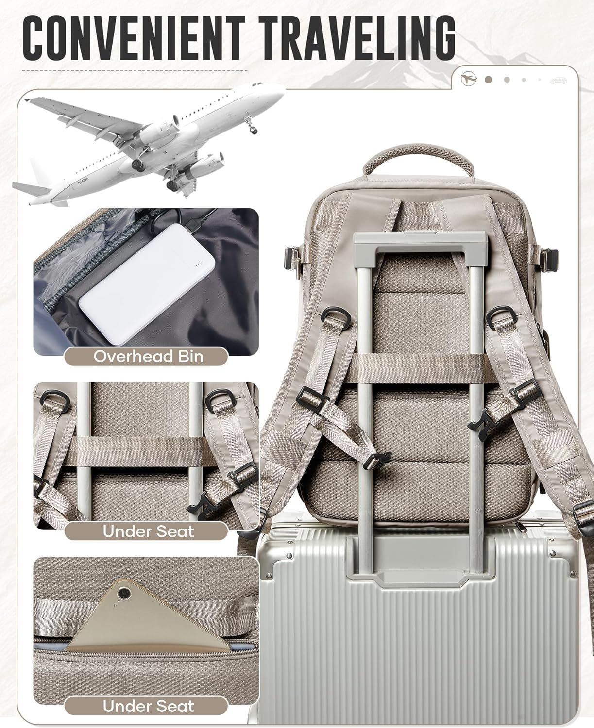 Lendolk Travel Backpack with Pump for Women Men - Gray(With Air Pump) image number 5