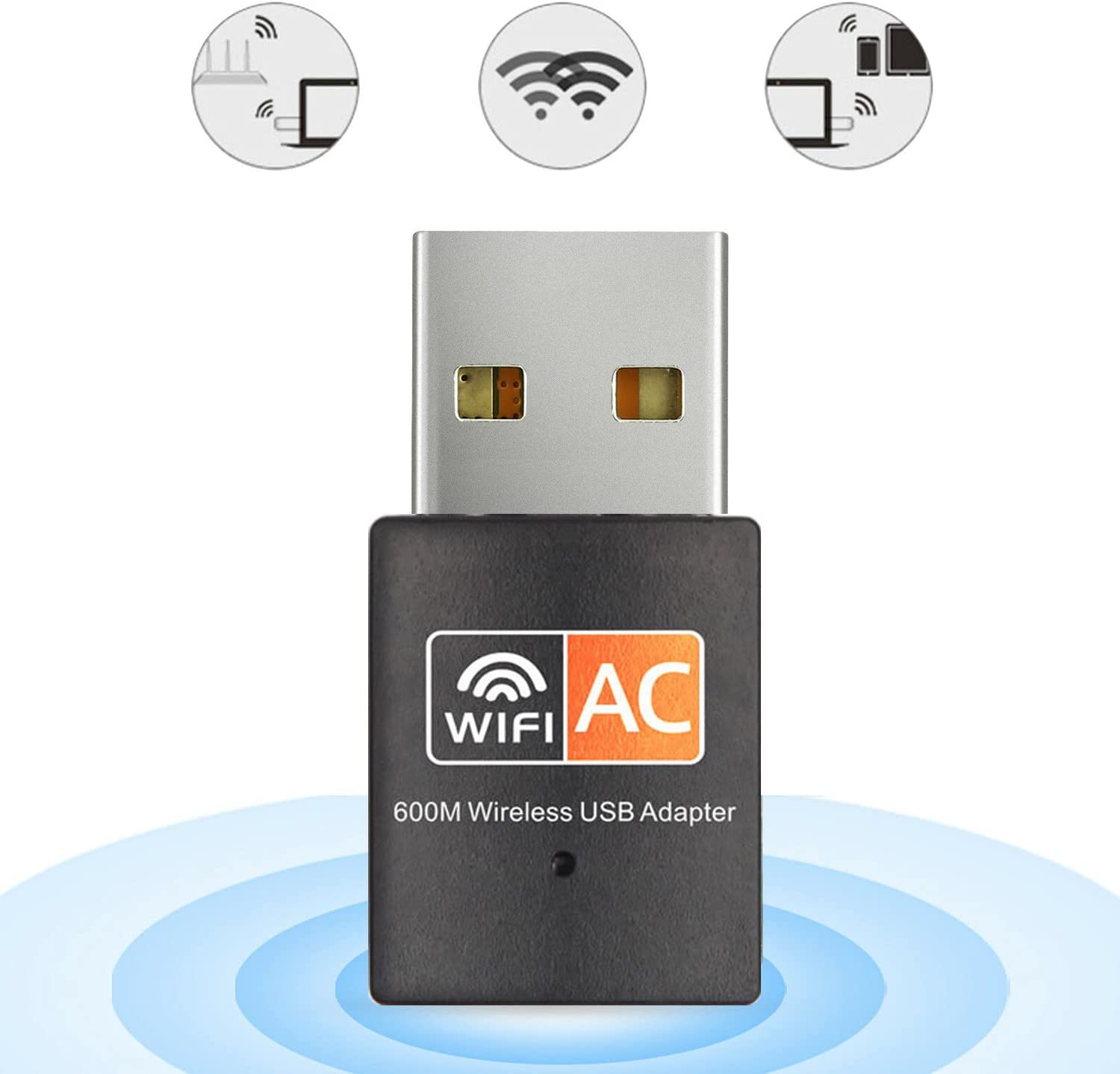 USB Wifi Adapter, 5G/2.4G Dual Band Wireless USB for PC, 600Mbps High Speed Wifi Adapter for Desktop PC, Yotsuba Wifi Dongle Support Windows 7/8/10/11, Mac OS, Linux