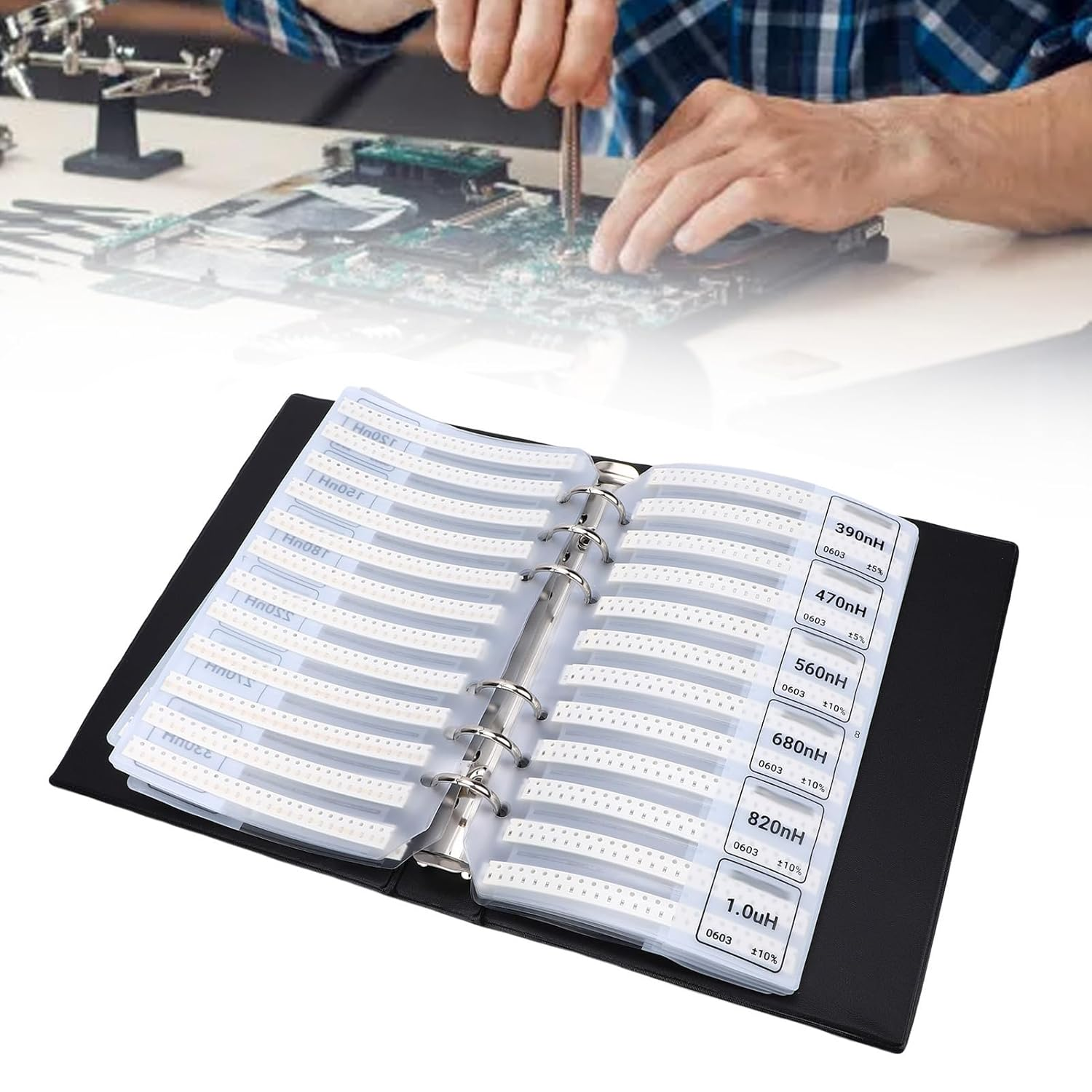 Bewinner 0603 Resistors Kit, 0603 SMD Resistor Assorted Folder, 64 Values X 50Pcs, Electronics Component Assortment Book for Electronics Prototyping and Repairs image number 4