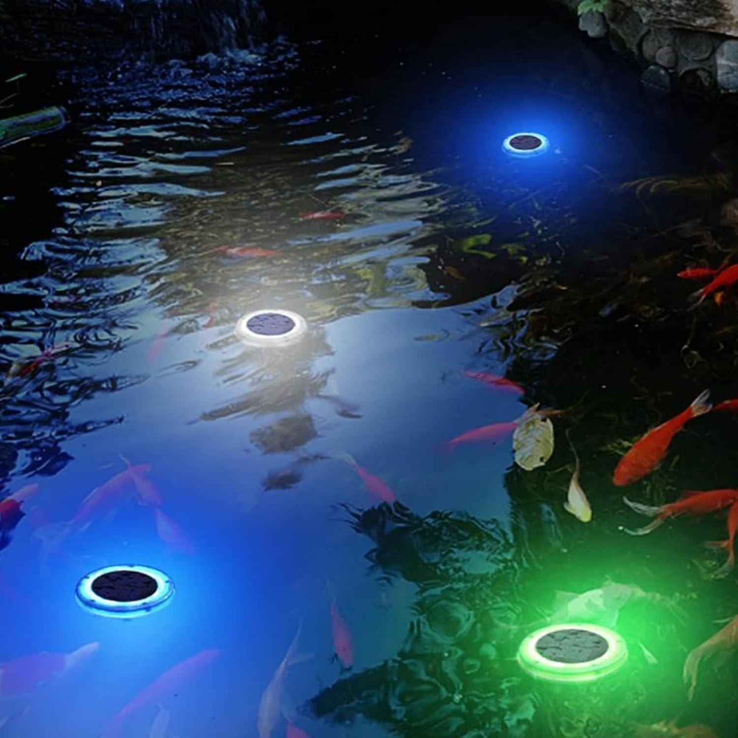 Floating Solar Pool Lights - IP68 Waterproof Underwater Pool Lights without Batteries Solar Powered | Underwater Pool Lights Solar Powered with Auto and Auto off for Garden Gathering image number 3