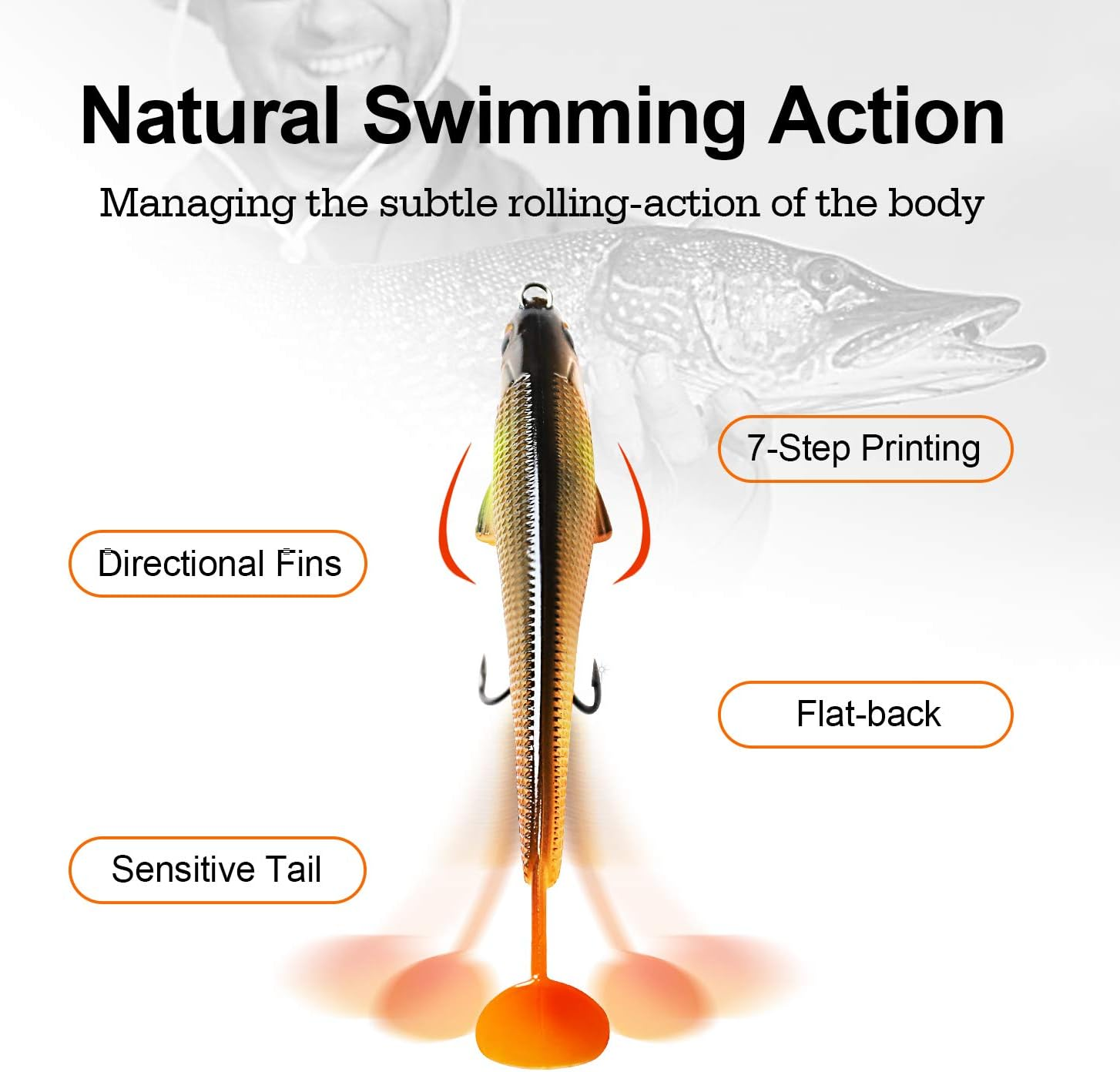 TRUSCEND Pre-Rigged Soft Fishing Lures, Well-Made Easy Catching Lures for Family Fishing, Great Action Swimbait with Spinner, All-Conditions Fishing Gear for Bass Trout Walleye, Crappie Fishing Jigs image number 2