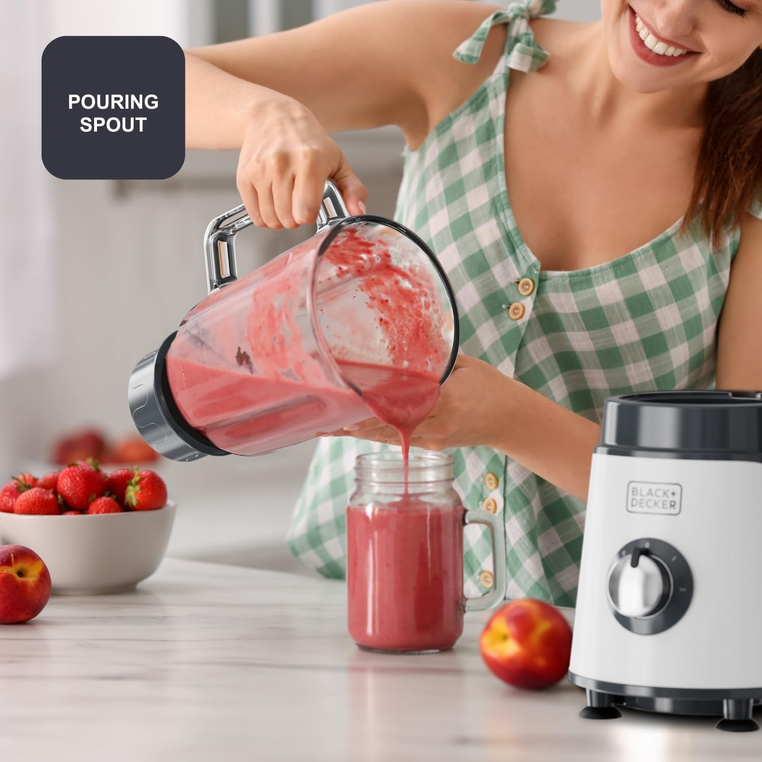 Black+Decker &ndash; Blender BXJB1002E 1000W | Glass Jug 1.5L | 4-Blade Stainless Steel Blades | Ice Crush Repeller Function | 2 Speeds + Pulse | Dishwasher Safe | Safety System image number 5