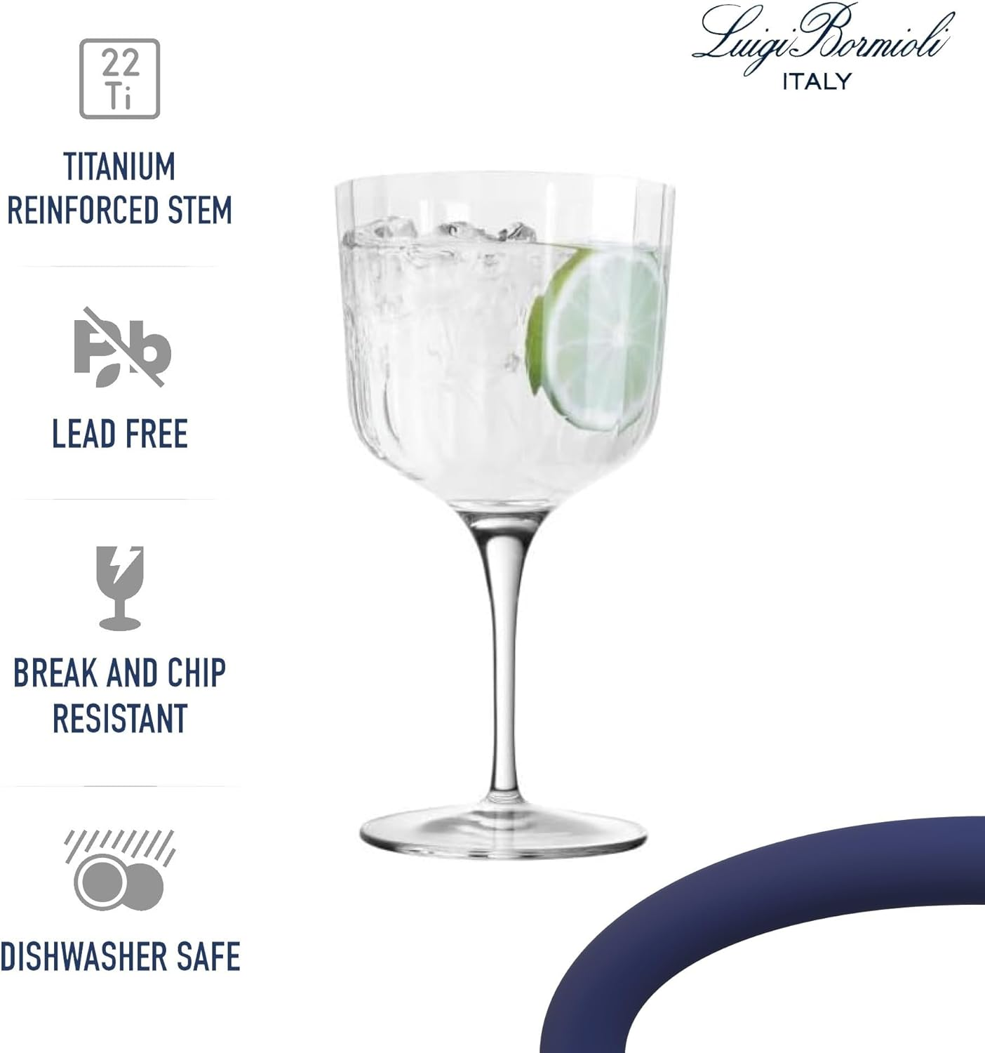 Luigi Bormioli C516 Bach Gin Glass 4-Pieces, 600 Ml Capacity, Clear, 4 Count (Pack of 1) image number 3