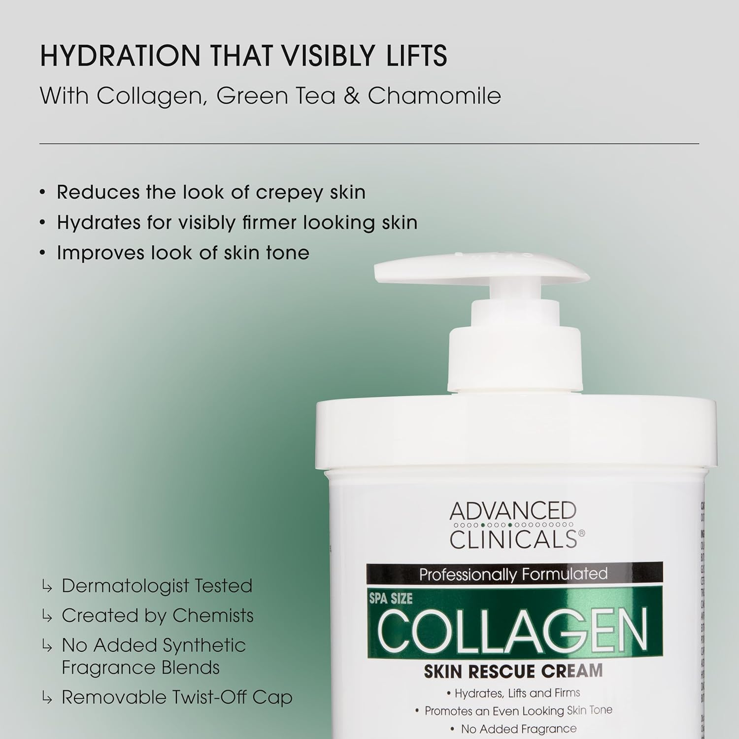 Advanced Clinicals Collagen Skin Rescue Lotion - Hydrate, Moisturize, Lift, Firm. Great for Dry Skin 454G (16 Oz) image number 2