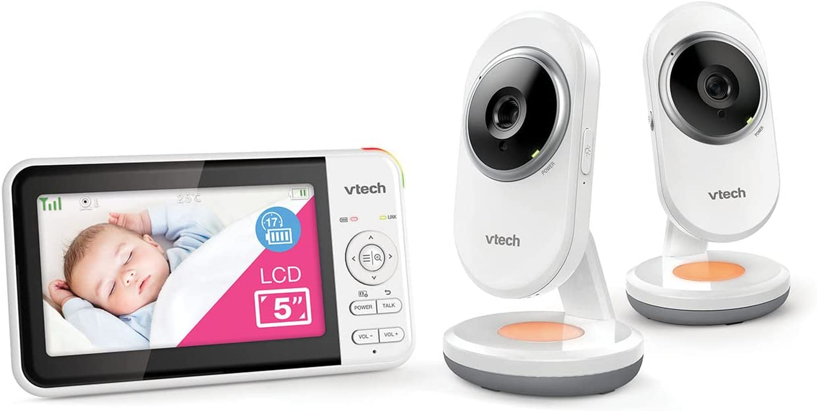 Vtech BM5250N 5'' 2-Camera Full Colour Video Baby Monitor with Night Light, 2-Way Talk, Soothing Sounds, Room Temperature Monitor, up to 17 Hours Battery Life image number 3