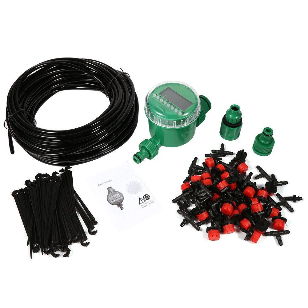 Micro Drip Irrigation System with Hose Timer Dripper Sprinkler Plant Watering Irrigation Pipe Irrigation Spray for Flower Lawn Patio Garden Greenhouse Plants image number 1