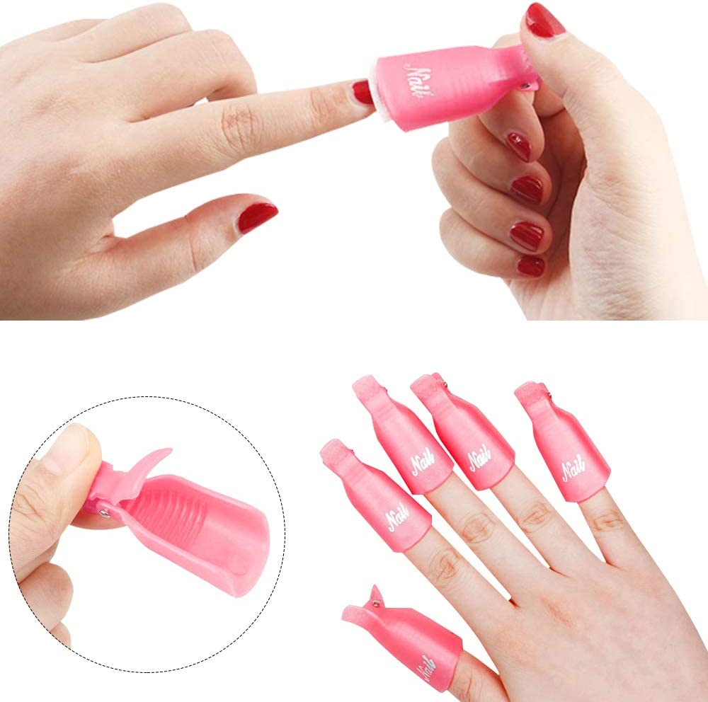 Nail Polish Remover Kit,Sonku Stainless Steel Triangle Cuticle Scraper and Double Head Pusher with 2 Pcs Grey Nail Files 10 Pcs Pink Nail Clips 600 Pcs Nail Wipe Cotton Pads image number 5