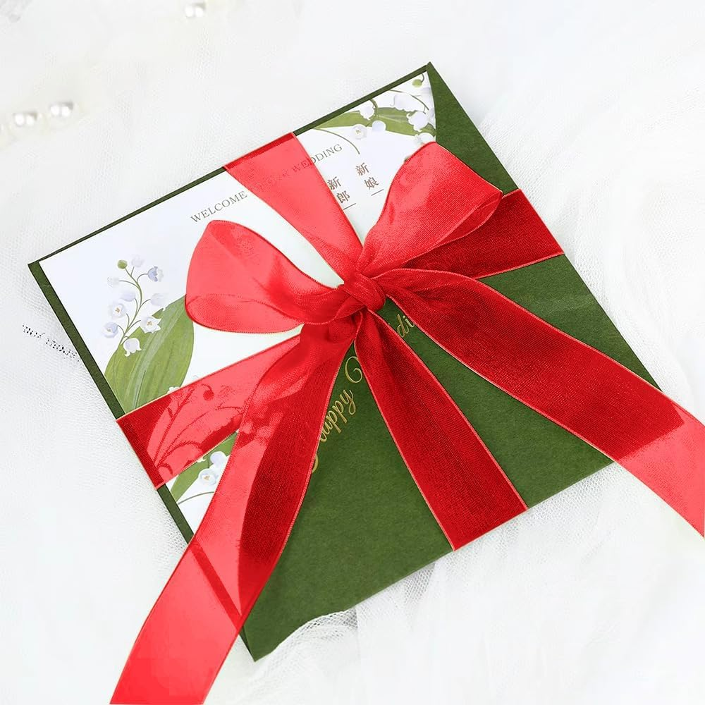 Red Organza Ribbon Thick 25Mm 50 Yards Ribbons for Gift Wrapping Crafting Chiffon Wide Matilda Red Ribbon for Flower Bouquet Bow Hair Birthday Weeding Car Cake Decoration Mothers Day Gift Christmas image number 5