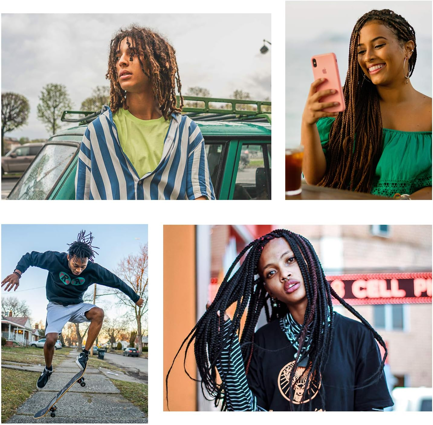 AUGSUN 8 Pcs Dreadlock Crochet Hook Tool, Braid Hair Dreadlocks Needle Weaving Crochet (Brown) image number 1