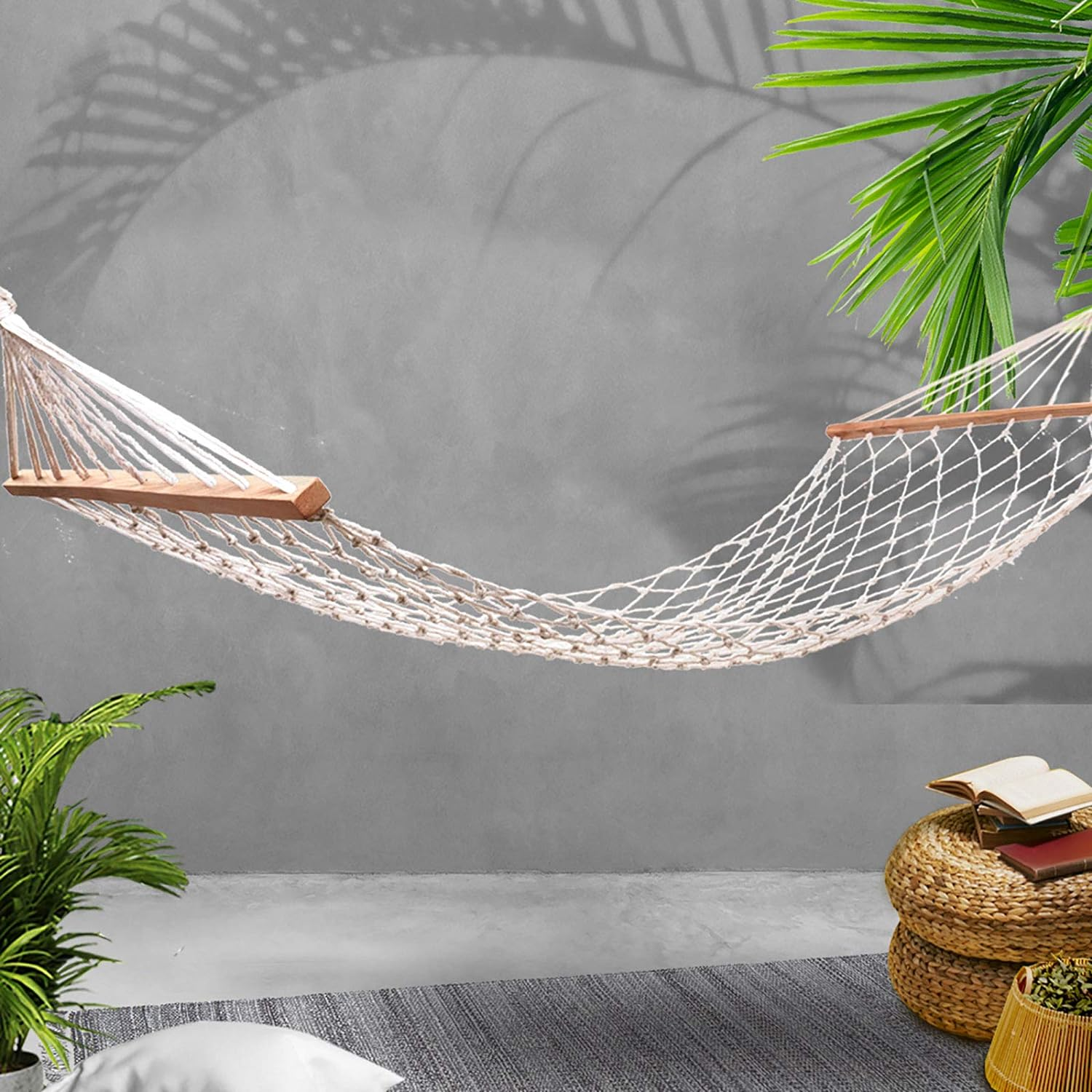 Gardeon Portable Hammock Chair, Lightweight Hanging Swing Bed for Camping, Patio, Backyard, Porch or Indoor Use, 150Kg Capacity, Breathable Mesh, White image number 5