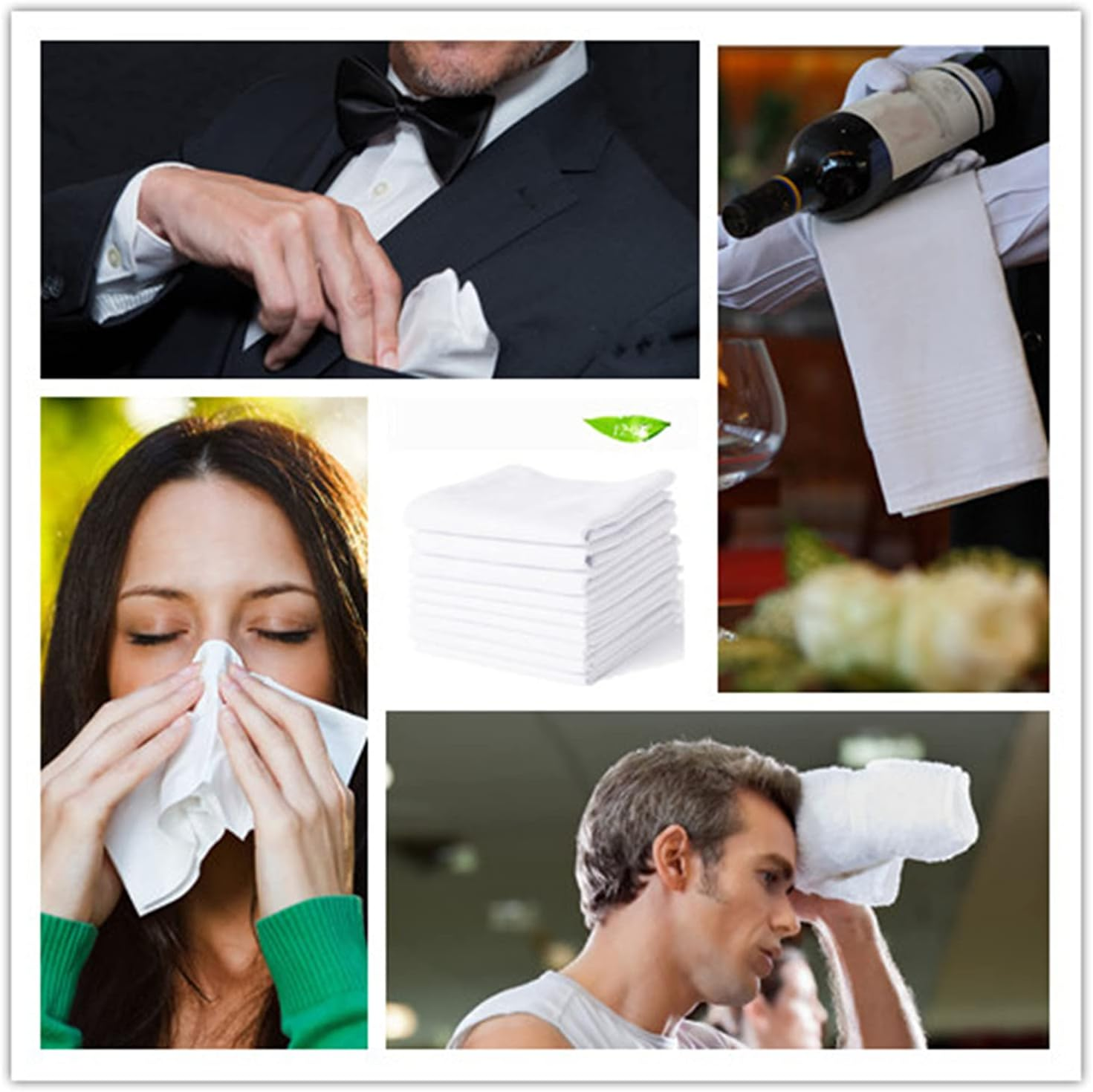 Scotamalone Men'S Handkerchiefs 100% Soft Cotton White Hankie Hankerchieves image number 4