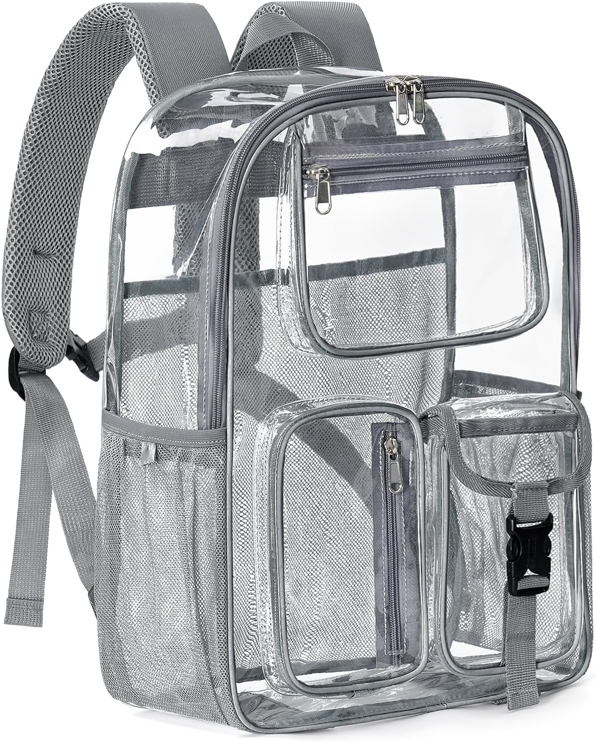 QOECI Heavy Duty Clear Backpack for School, 17 Inch Large Clear Bookbag for Women Men Boys Girls, See through Backpack