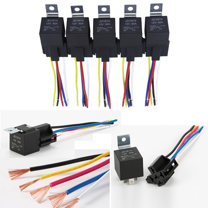 WADY 5Pcs12V 40A 5-Piece Automotive 5-Pin SPDT Car Relay with Interlocking Harness Receptacle Holder, 40A Relay Connector for Cars, Trucks, and Vehicles image number 2
