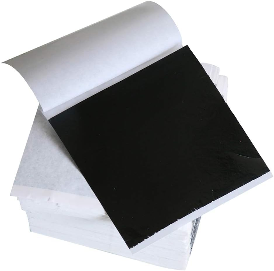 Gold Leaf Sheets,100 Sheets 8 X 8.5 Cm Black Gilding Gold Foil for Paintings, Arts Crafts, Nail, Home Decor (Black, 8 X 8.5 Cm)