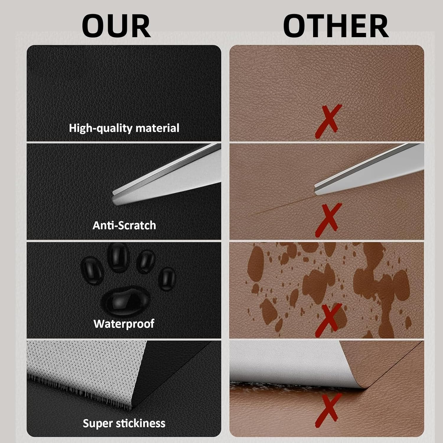 TOJUNE Leather Repair Patch for PU Couches 40 X 150 Cm, Self Adhesive Kit, Waterproof for Sofas, Couch Furniture, Kitchen Cabinets, Car Seats Reupholster (Black) image number 4