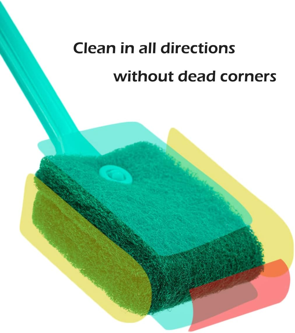 2Pcs/Set Aquarium Algae Cleaner Double Sided Sponge Brush, Long Handle Fish Tank Glass Cleaner for Aquarium Cleaning Tools image number 6