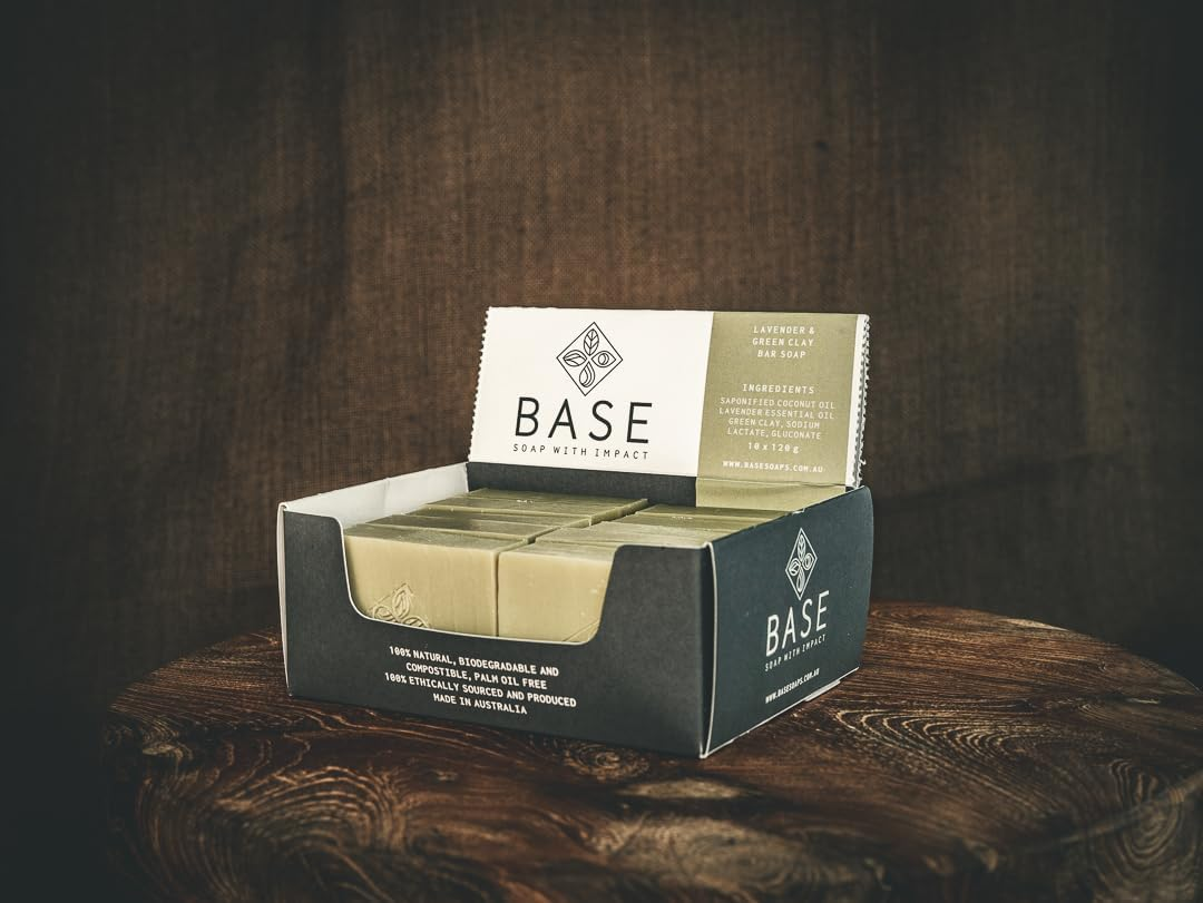 Base - Soap with Impact - 10 Pack Lavender and Green Clay Soap Bar, 132G Pack of 10 image number 3