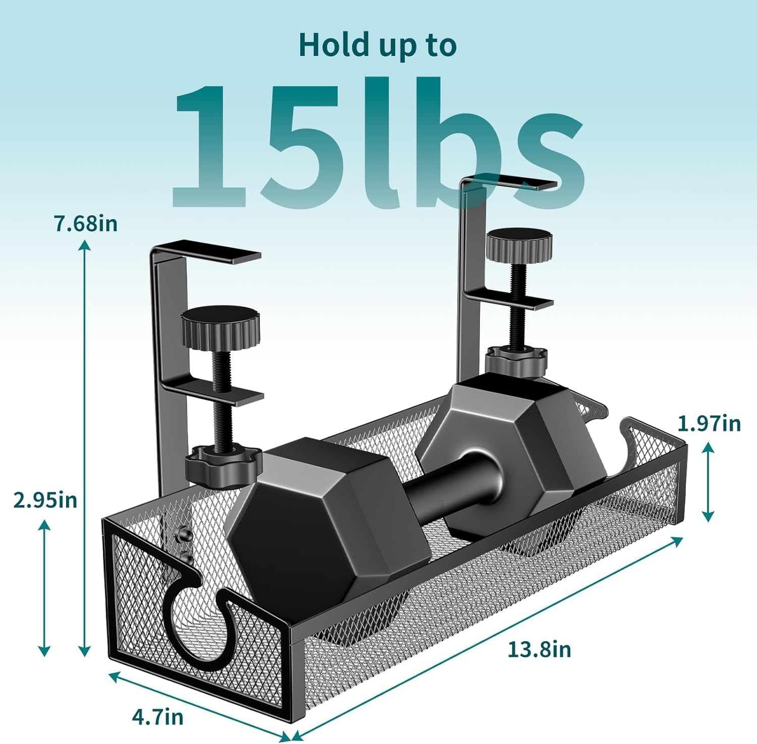 Under Desk Cable Management Tray, No Drill Cable Organizer with Clamp for Wire Management, PC Cord Organizer & Workspace Accessories (Black) image number 2