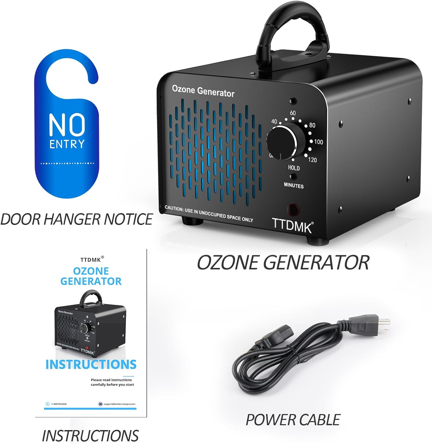 Ozone Generator 15,000Mg/H, Commercial Ozone Machine, High Capacity Ozone Machine Odor Removal, Home Ozone Generator for Car, Pet, Smoke, Home, Etc (Black)