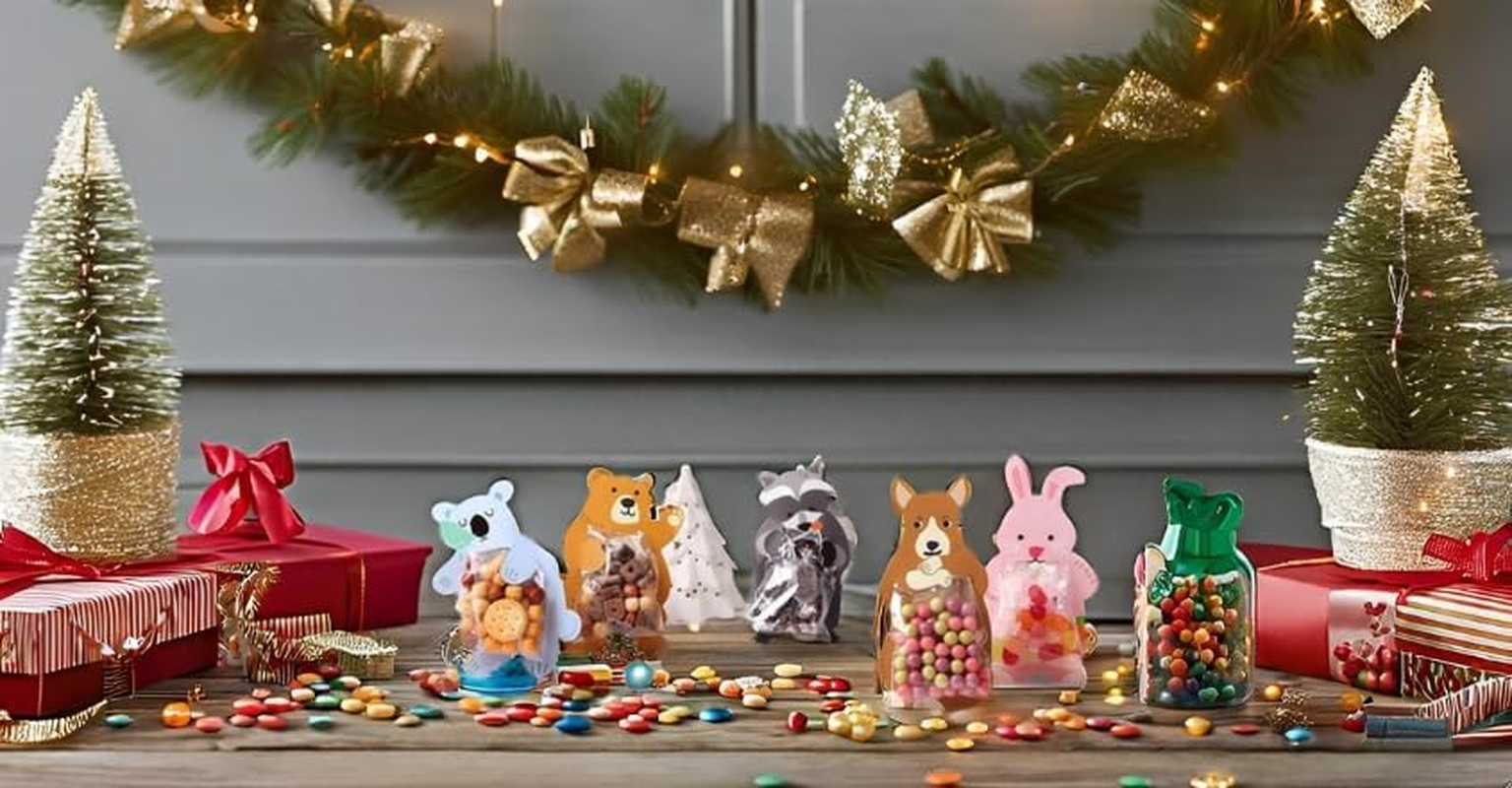 50 PCS Cute Cartoon Animal Cellophane Candy, Cookies Bags - DIY Biscuit Treat Bags, Goody Bags for Birthday,Wedding, Christmas, Self-Adhesive Clear Candy Cookie Poly Gift Bags for Party Favors image number 3