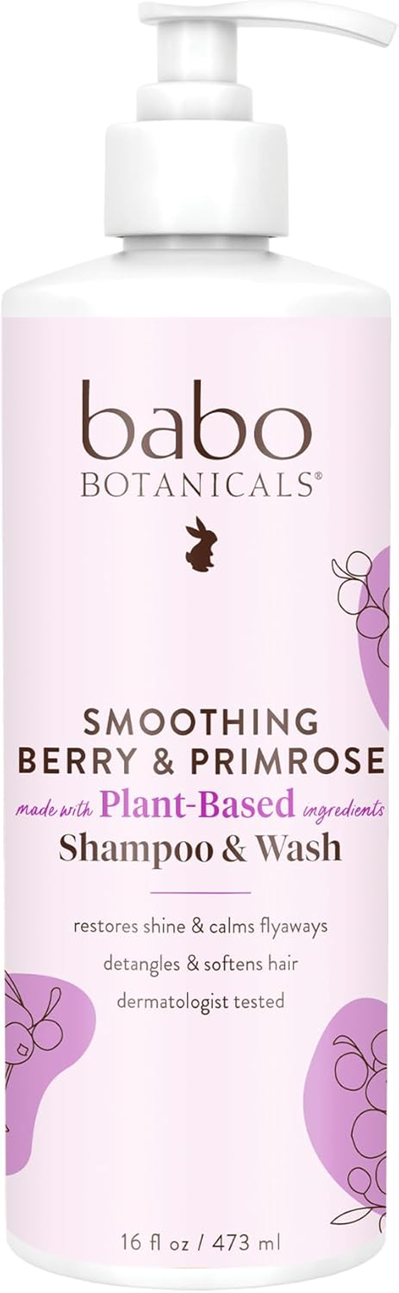 Babo Botanicals Smoothing Shampoo and Wash, Berry Primrose, 16 Fluid Ounce