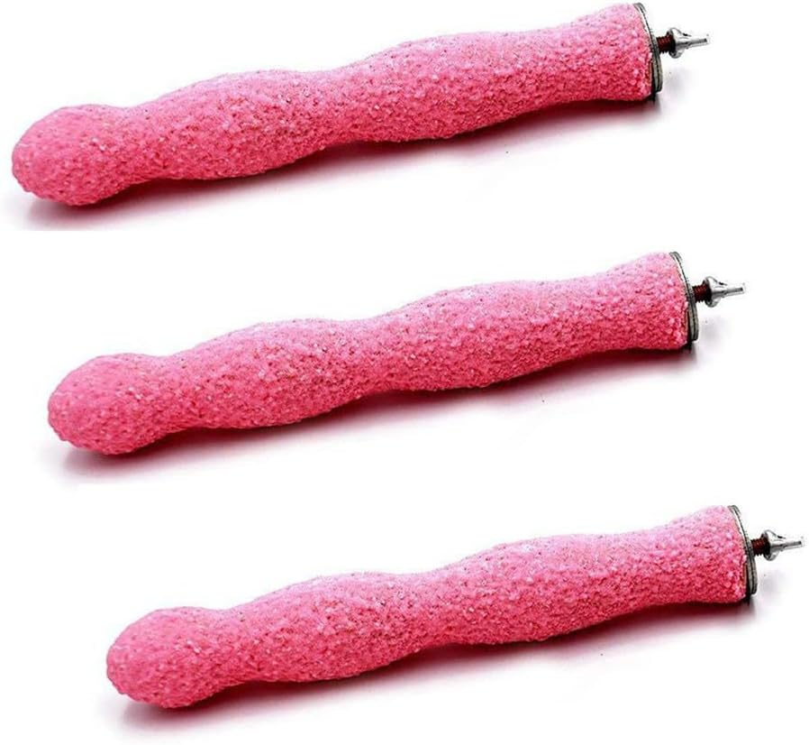 Granmagazz 3Pcs Bird Perch, Beak Claw Grinding Bar, Conure Perch Feet,Bird Training Supplies, Bird Cage Perch for Parrots,Parrot Perches for Large Birds Nails,Parrot Standing Perch,Pet Bird (Pink) image number 2