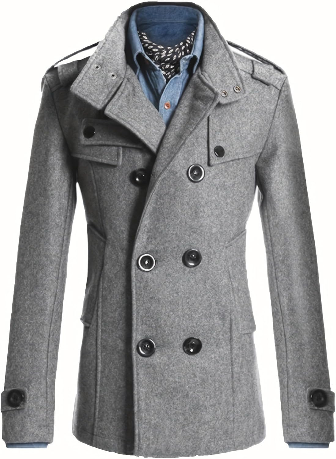 Men'S Long Sleeve Tops Double Breasted Slim Fit Pea Coat Jacket Classic Outerwear (Gary,3X-Large) image number 4