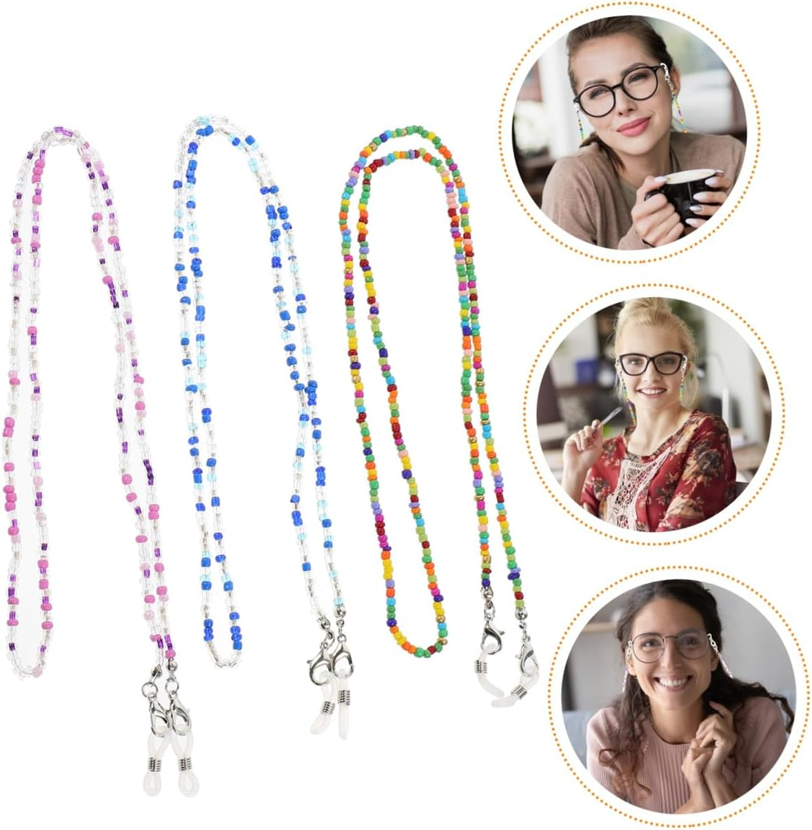 LIFKOME 3Pcs Women Eyeglass Chain Girls Glasses Lanyard Decorative Spectacle Chain Gentle Accessory Sports Strap image number 3