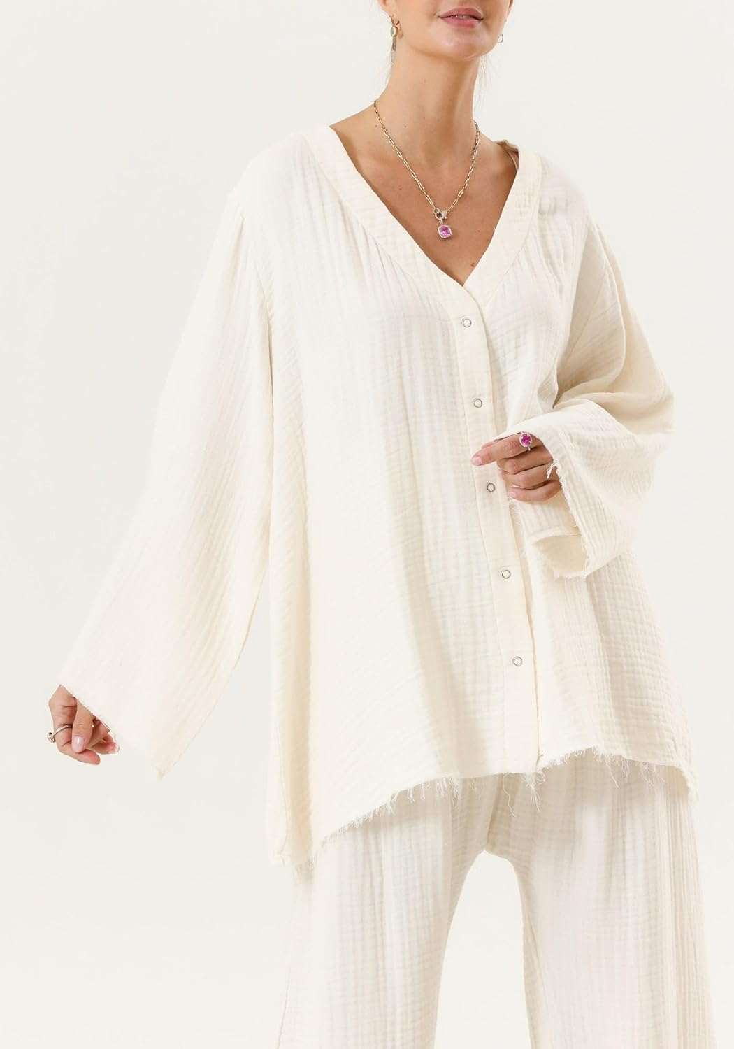 Modal Guaze Nursing Set, Cream, L/XL image number 3