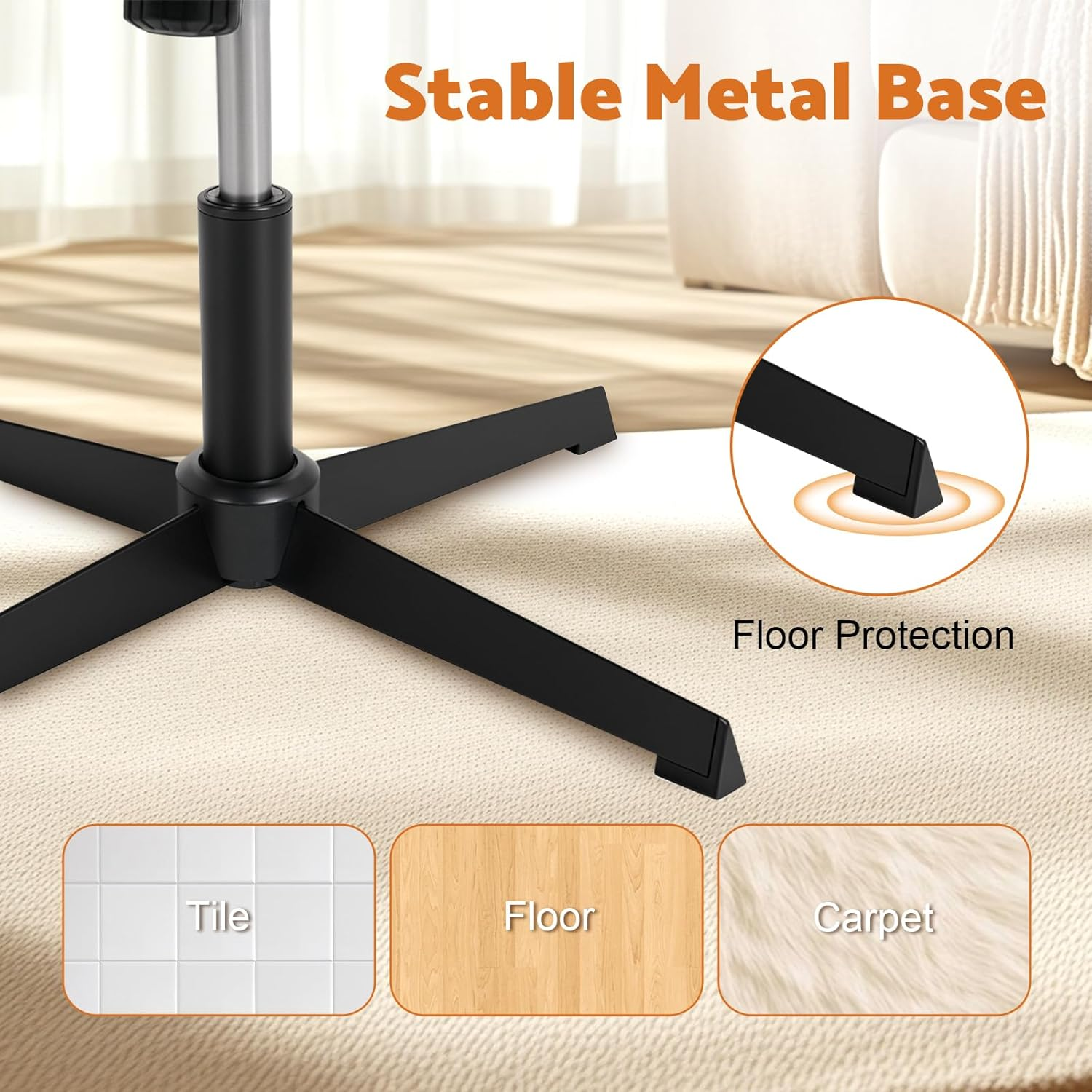 Advwin Criss Cross Legged Office Chair Armless Computer Chair with Wide Seat Swivel Vanity Chair with Adjustable Height Ergonomic Desk Chair for Home Office Study Bedroom Workstation, Beige image number 4