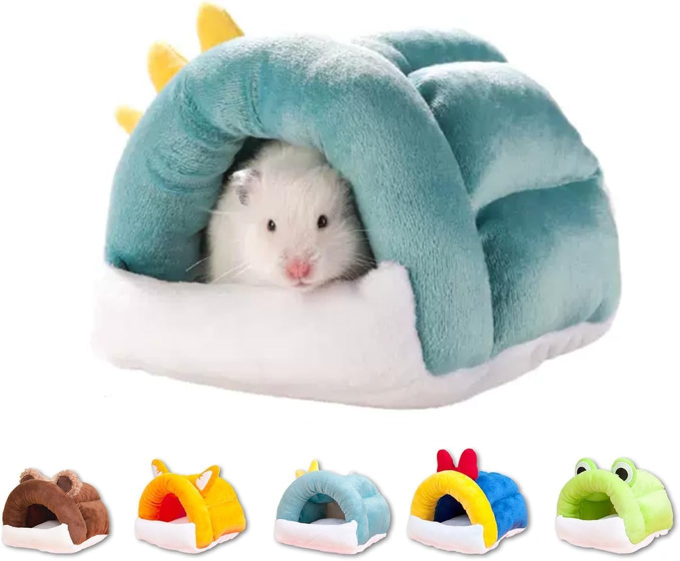 Rat Hamster Hanging Bed Hammock House,Cartoon Small Animal Hideout Hut Nest Cute Toy for Mice,Sugar Glider,Dwarf Hamster,Guinea Pig,Bird,Parrot (Green, L:20 * 20Cm)