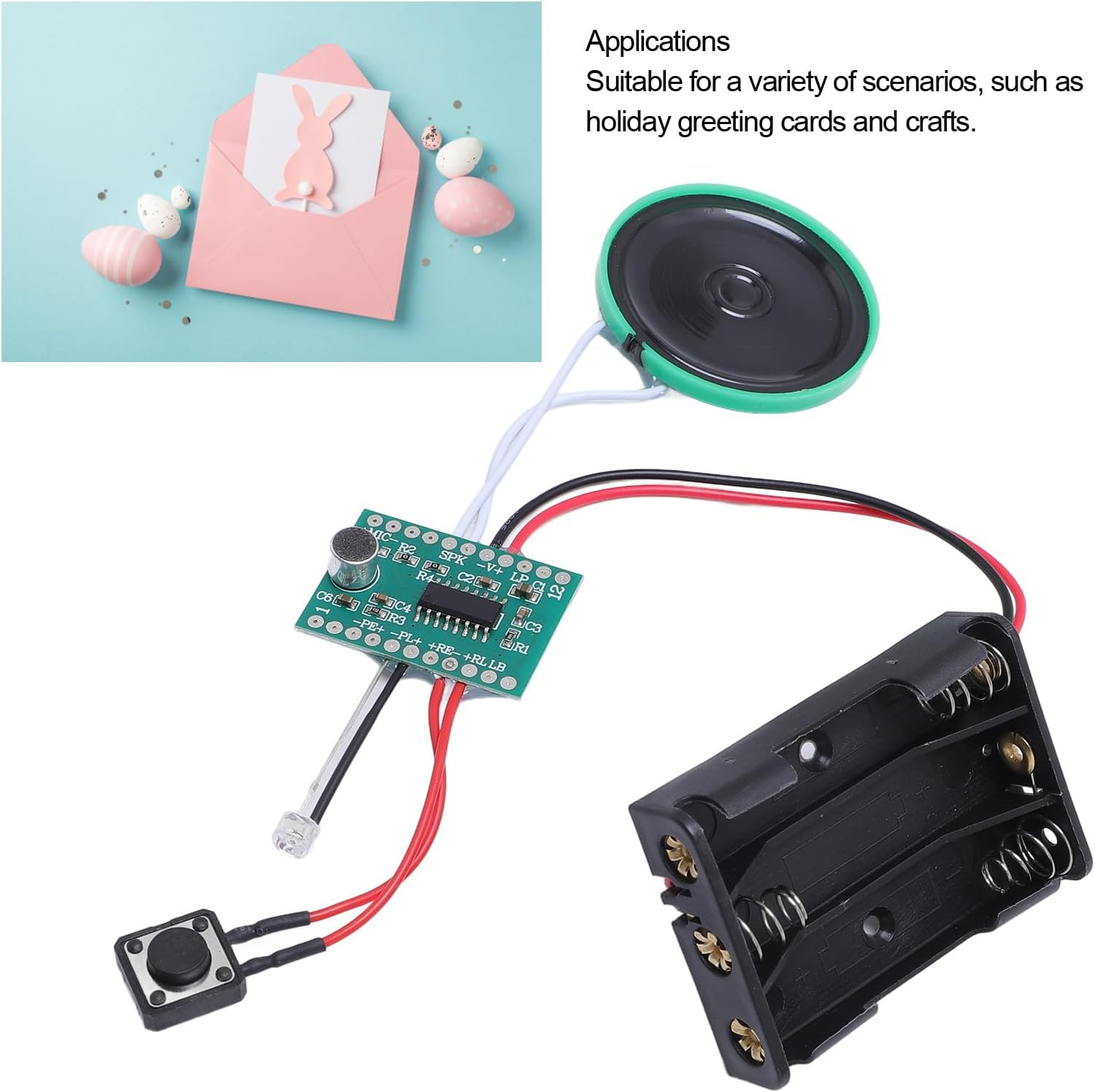 Wisoqu 4-Minute Voice Recording Module with Speaker, Light Activated Loop Playback Sound Chip for Greeting Cards & DIY Crafts image number 5