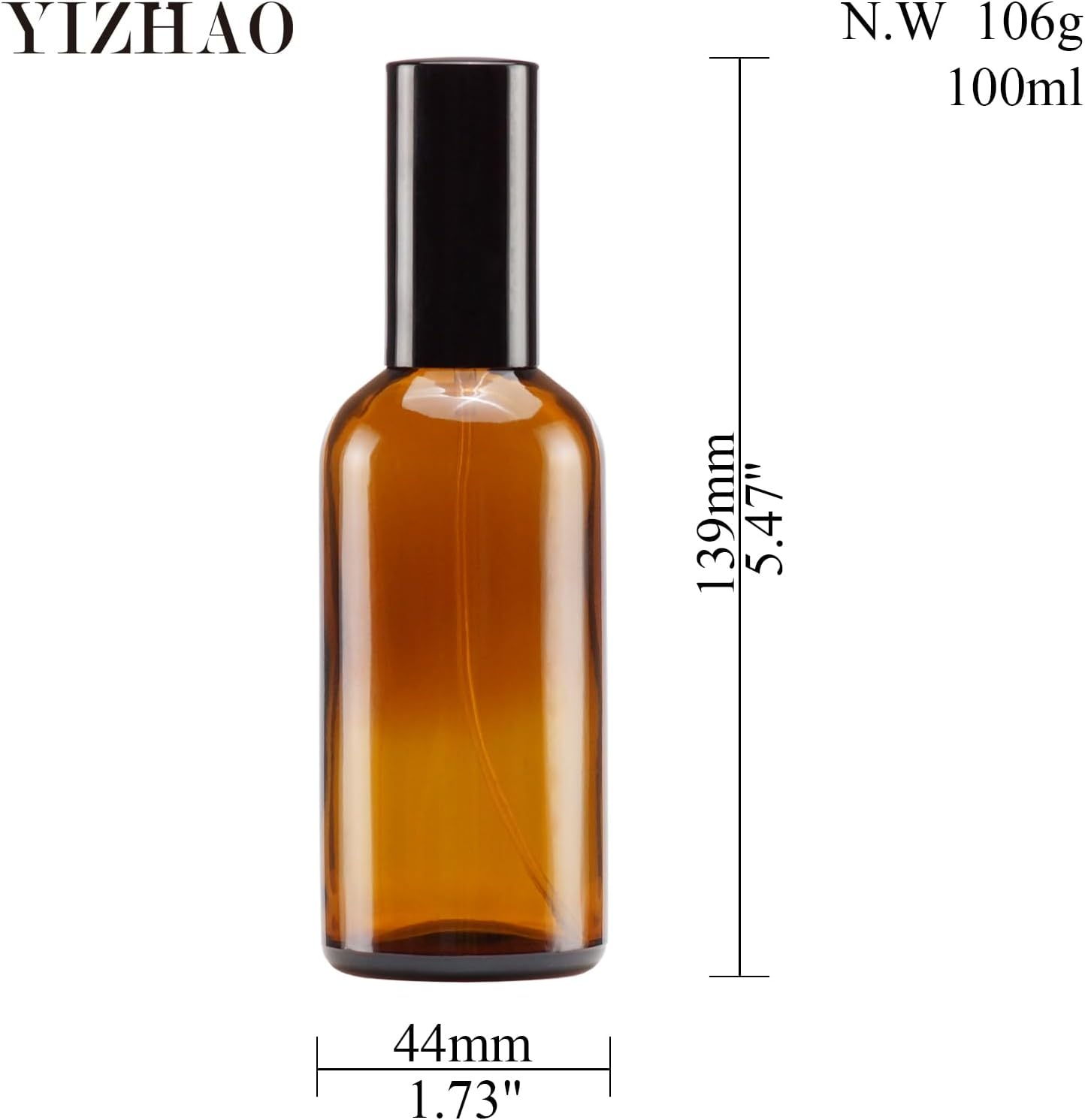 YIZHAO Amber Glass Spray Bottles 4Oz, with Small Fine Mist Spray, Metal Cap, Refillable for Essential Oil,Travel,Cleaning,Perfume,Aromatherapy,Makeup &ndash; 9 Pcs
