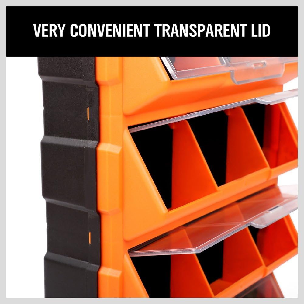 HORUSDY 12 Drawers Storage Cabinet with Flip Doors Tool Parts Organiser Box Chest Case Plastic Bin Organizer Toolbox image number 5