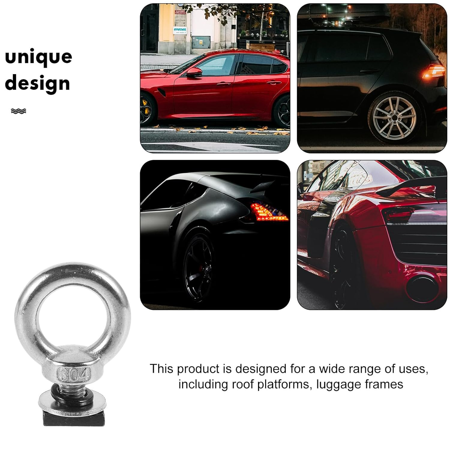 Heavy Duty Roof Rack T Slot Bolt M8 Bright Finish, T Track Mount Tie down Anchor for Vehicle Cargo, Roof Rack Eye Bolt Nut for Secure Luggage Frame Fixing image number 2