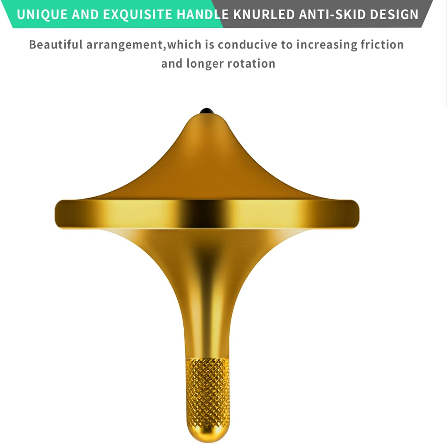 (S, Gold) - CHEETOP Precision Brass Spinning Top,Elegant Stable Metal Desktop Toy Gyro,Relaxation Toy,Hardest Silicon Nitride Is Inlaid at the Bottom,Quiet Noiseless (Small Size Gold-Diameter 24Mm) image number 3