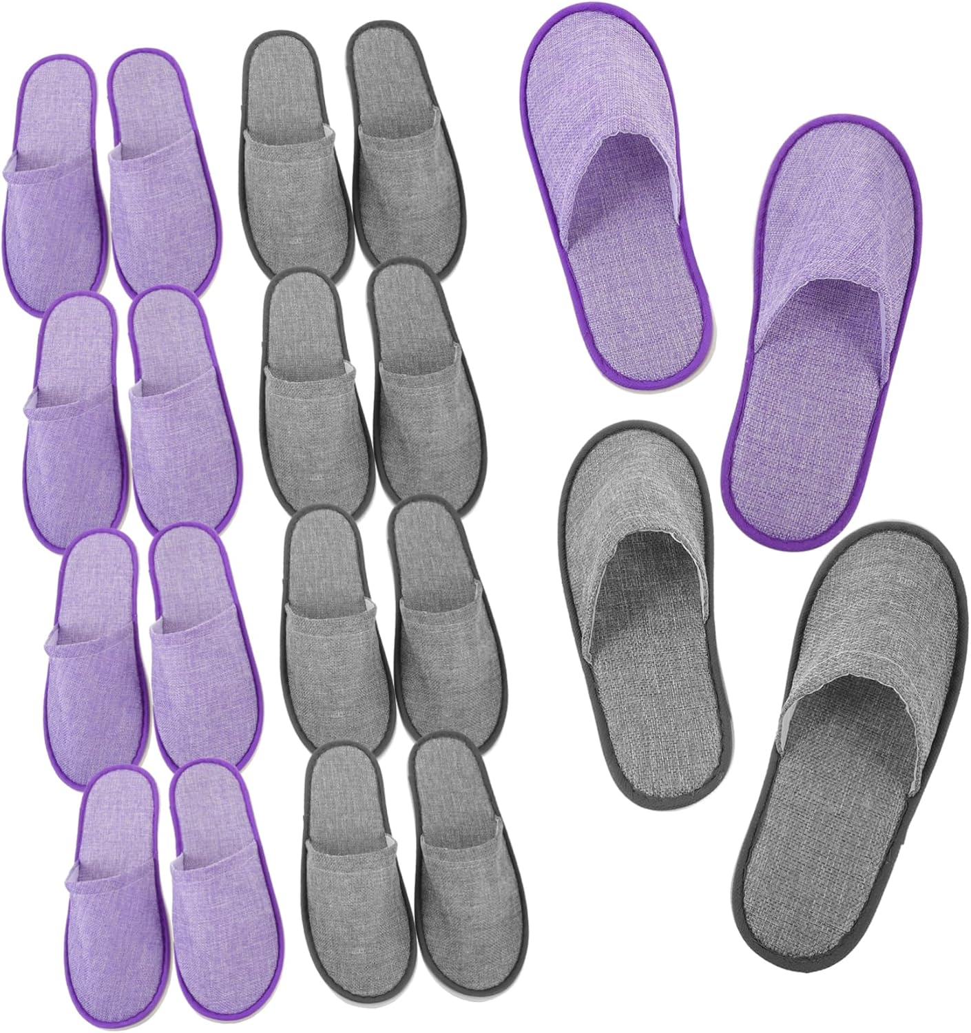 Healeved 10Pairs Bulk Spa Slippers for Women Men Cozy Nonskid Indoor Slippers for Wedding and Home Use image number 1