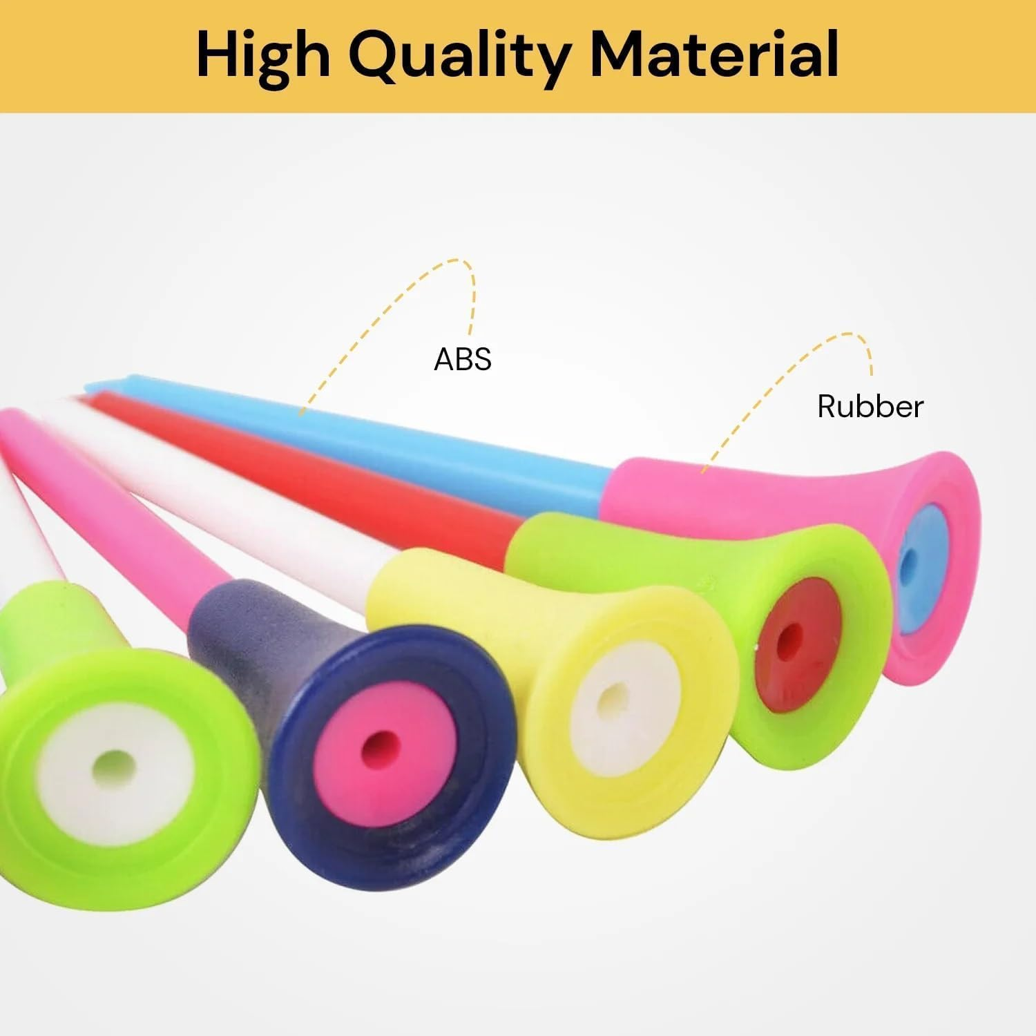 50-Pack Rubber Cushion Top Golf Tees - Unbreakable Plastic Tees with Mixed Colors (3 1/4 Inch, 83Mm) | Durable Golf Training Accessories | Idea Gifts for Golfers & Family Men/Women image number 4