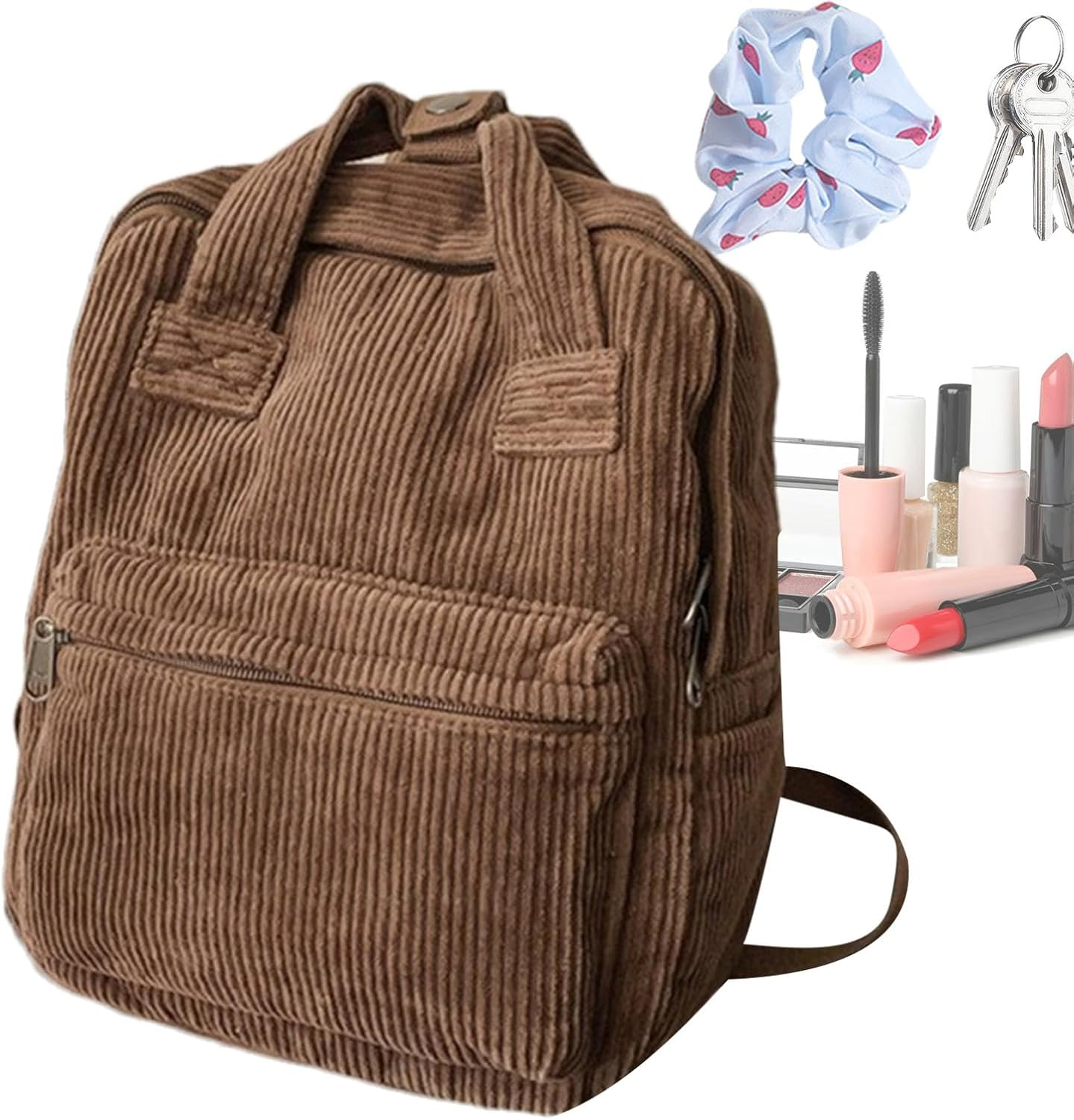 Large Corduroy Bookbag, Corduroy Laptop Backpack, Book Bag Purse with Handle, Laptop Bag for Girls, Aesthetic Backpack, Small Backpack Purse, Large Capacity for High