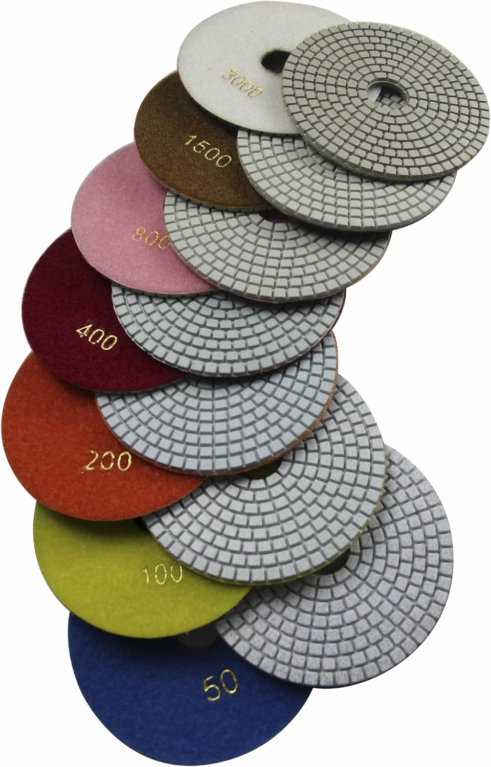 Konfor 7 Step 7" Wet Diamond Polishing Pads Abrasive Set, Great for Granite Travertine Marble Stone image number 5