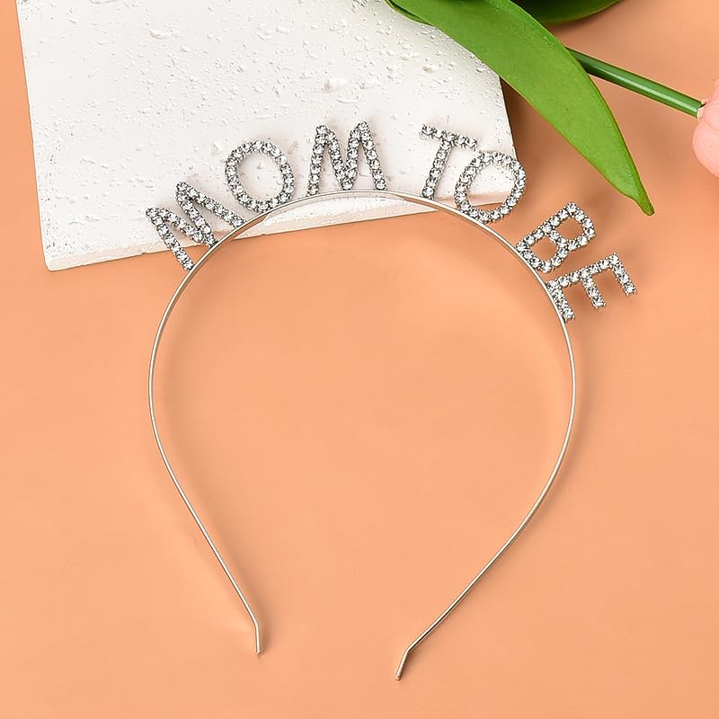 Mama to Be Headbands Baby Shower Tiara Crown Headband Silver First Time Mom Gifts for Pregnant Women New Mom Gift Pregnancy Announcement Gender Reveal Hairband Hair Accessories image number 2