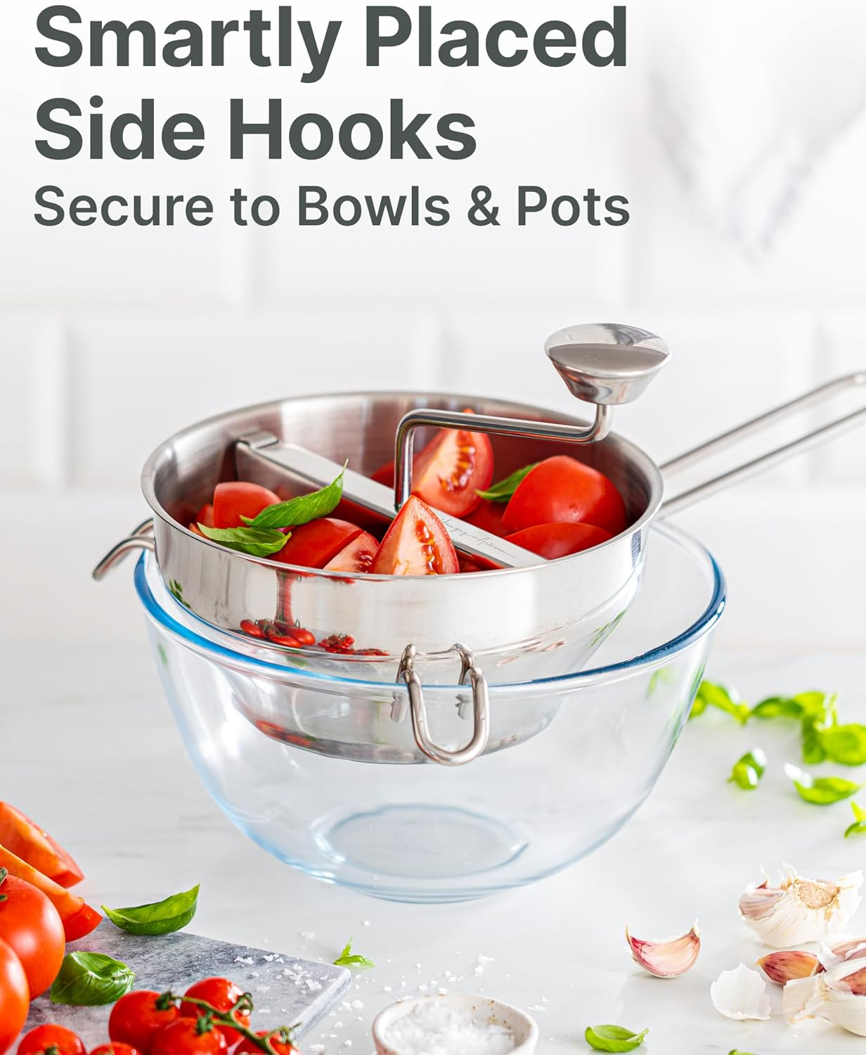 Upgraded 4-Disc Stainless Steel Food Mill &ndash; Ergonomic Rotary Design for Tomato Sauce, Applesauce, Baby Food, Mashed Potatoes, Jams, and More