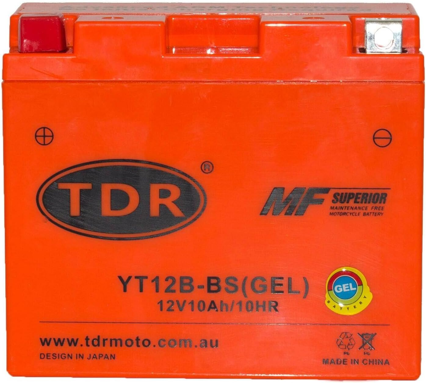 TDR YT12B-BS 12V 10Ah GEL Motorbike Battery image number 6