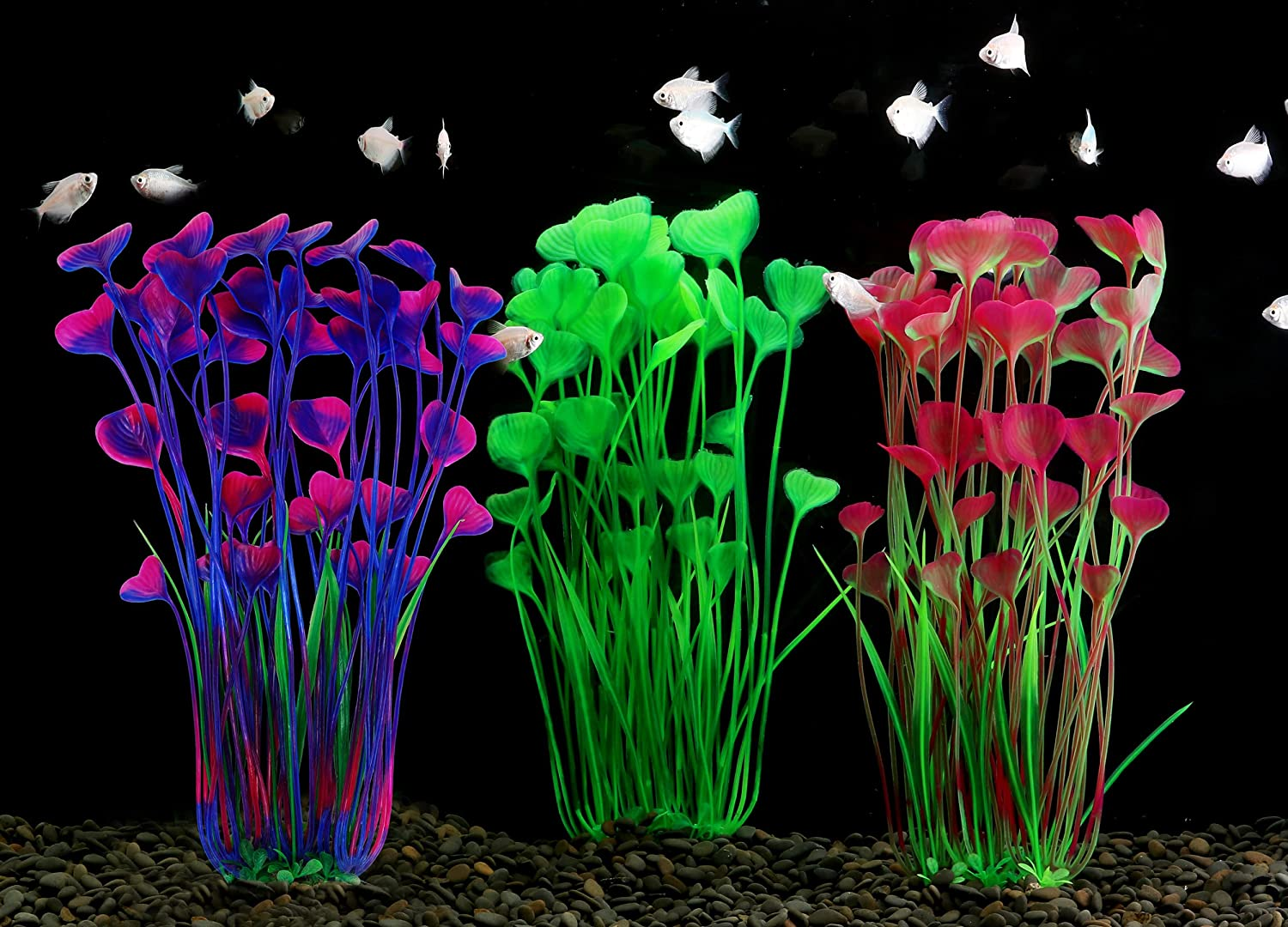 Mylifeunit Aquarium Plants, 2 Pack Tall Plastic Plants for Fish Tank Decorations, 15.75 Inches (Pink) image number 5