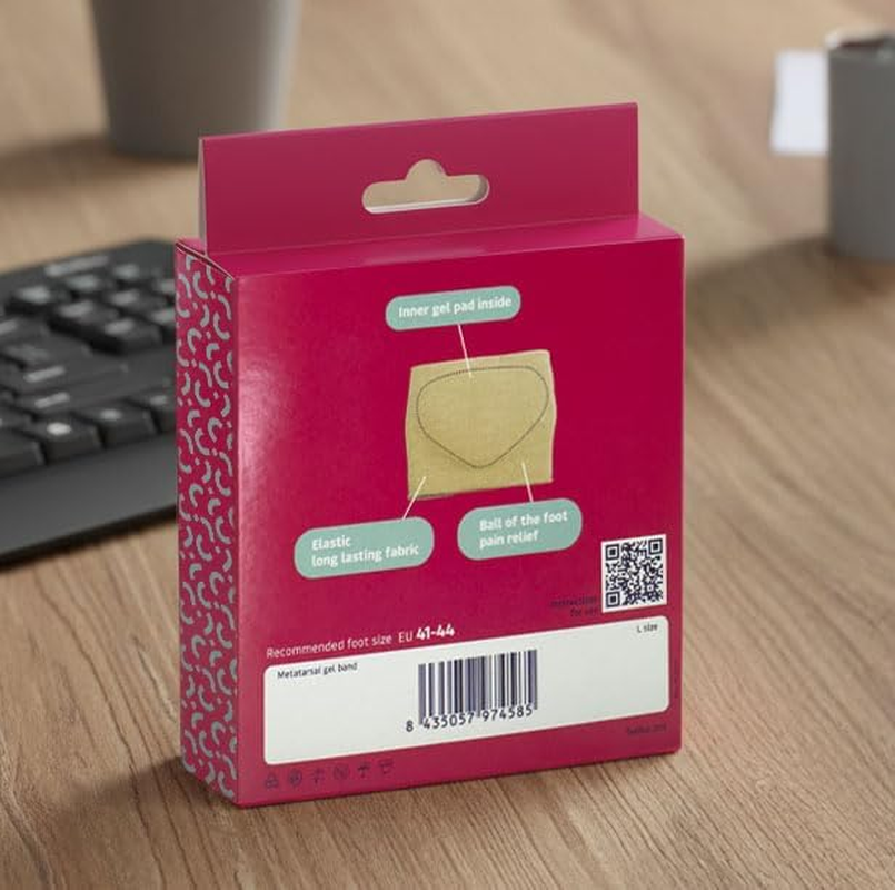 Metatarsal Band with Gel on the Forefoot. with Gel Pad in the Forefoot. Relieves Pain and Protects the Plantar Area. 1 Pair. Size S: EU 36-40. Made in Spain image number 2