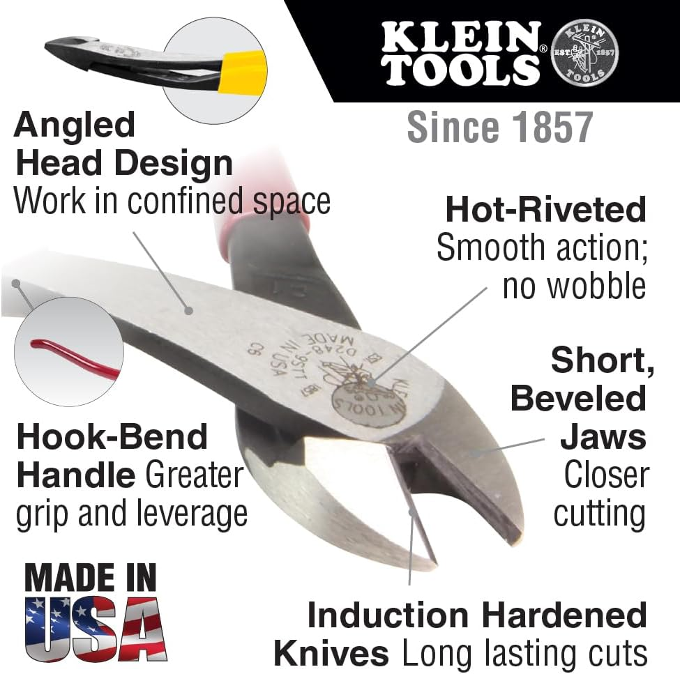Klein Tools D248-9ST Pliers, Ironworker'S Diagonal Cutting Pliers with High Leverage Design Works as Rebar Cutter and Rebar Bender, 9-Inch