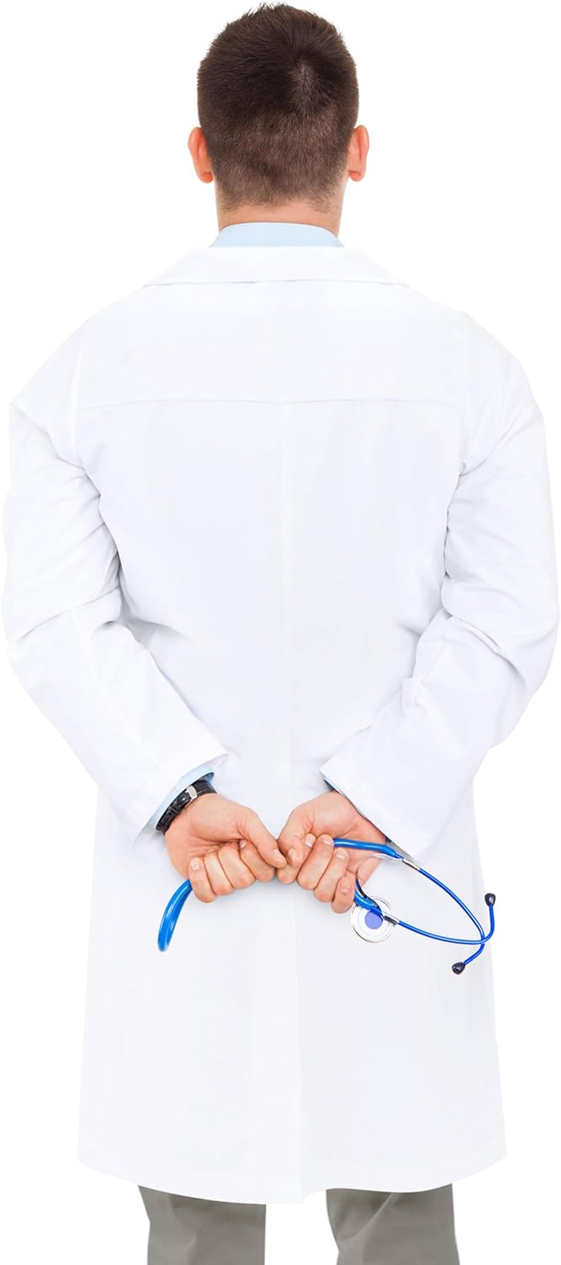 NY Threads Professional Lab Coat for Men, Full Sleeve Poly Cotton Long Medical Coat