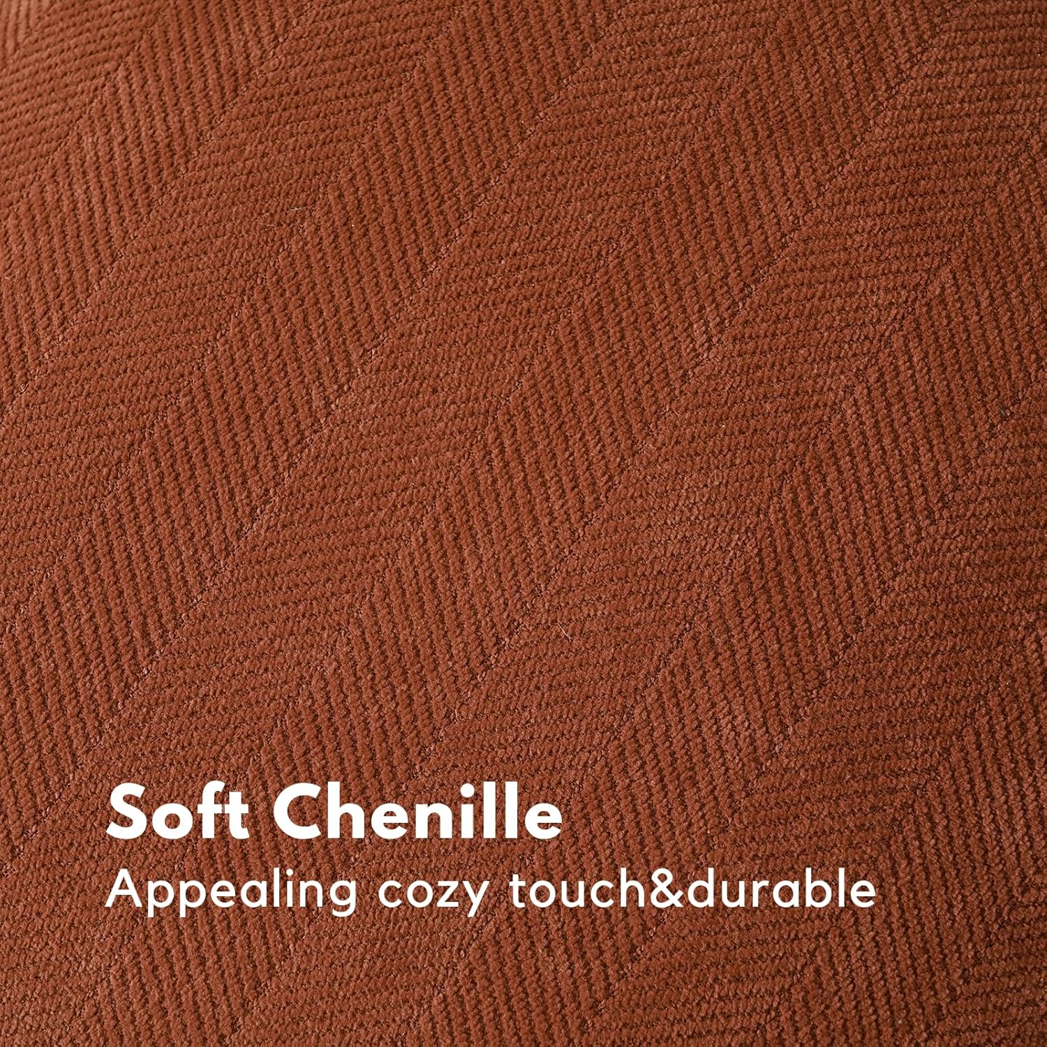 Pillow Covers 45X45 Cm Set of 2, Chenille Pillow Covers with Elegant Design, JOMWEN Soft and Luxurious Decorative Throw Pillows for Couch, Bed, Living Room Home (Chenille Rust, 45 X 45Cm) image number 2