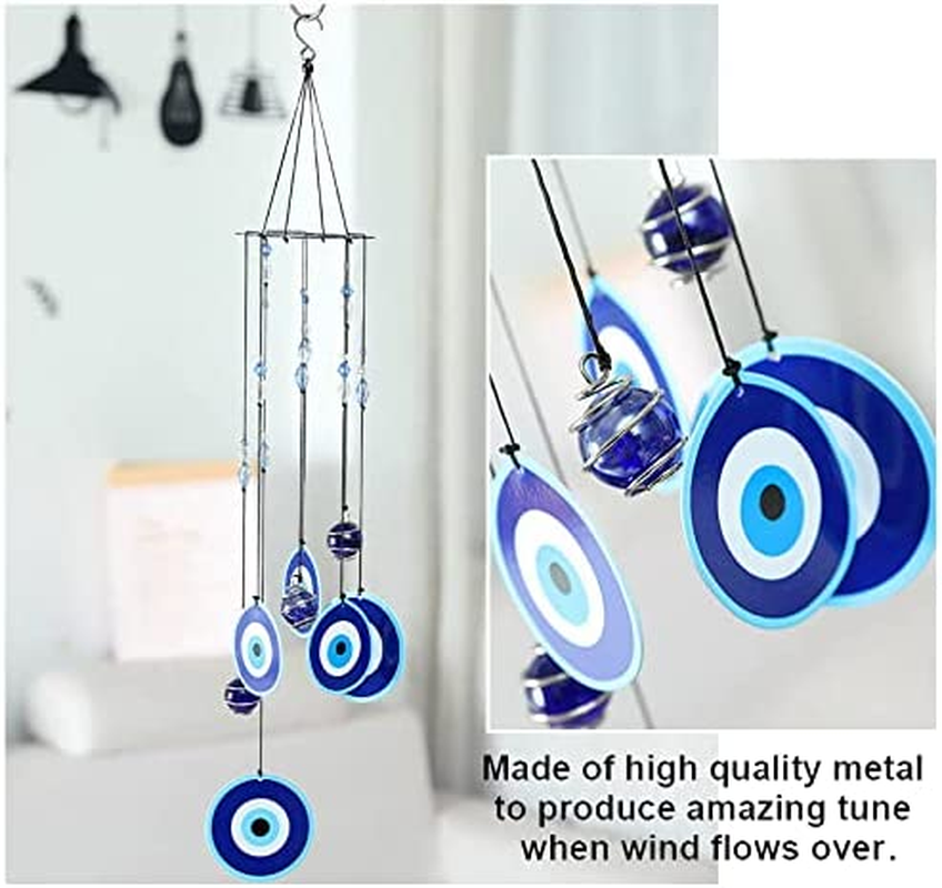 Wind Chimes Evil Eye Wall Hanging Decoration Hanging Bell Chimes Ornament for Home Garden Yard (Evil Eye) image number 3